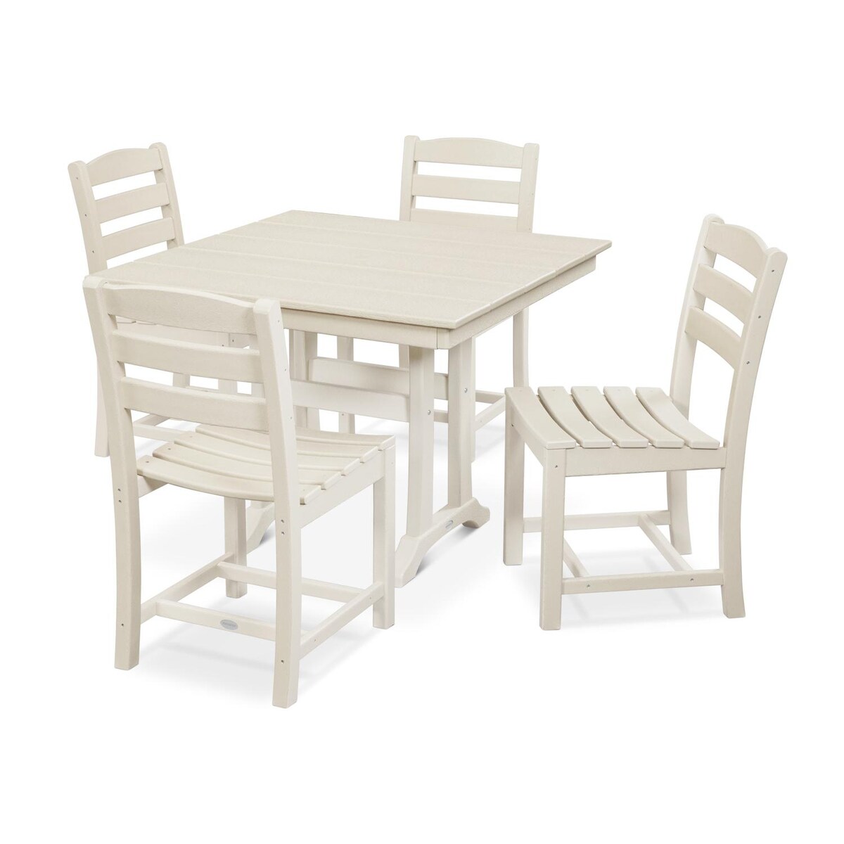 POLYWOOD La Casa Cafe 5 Piece Farmhouse Trestle Side Chair Dining Set - Mycitystee