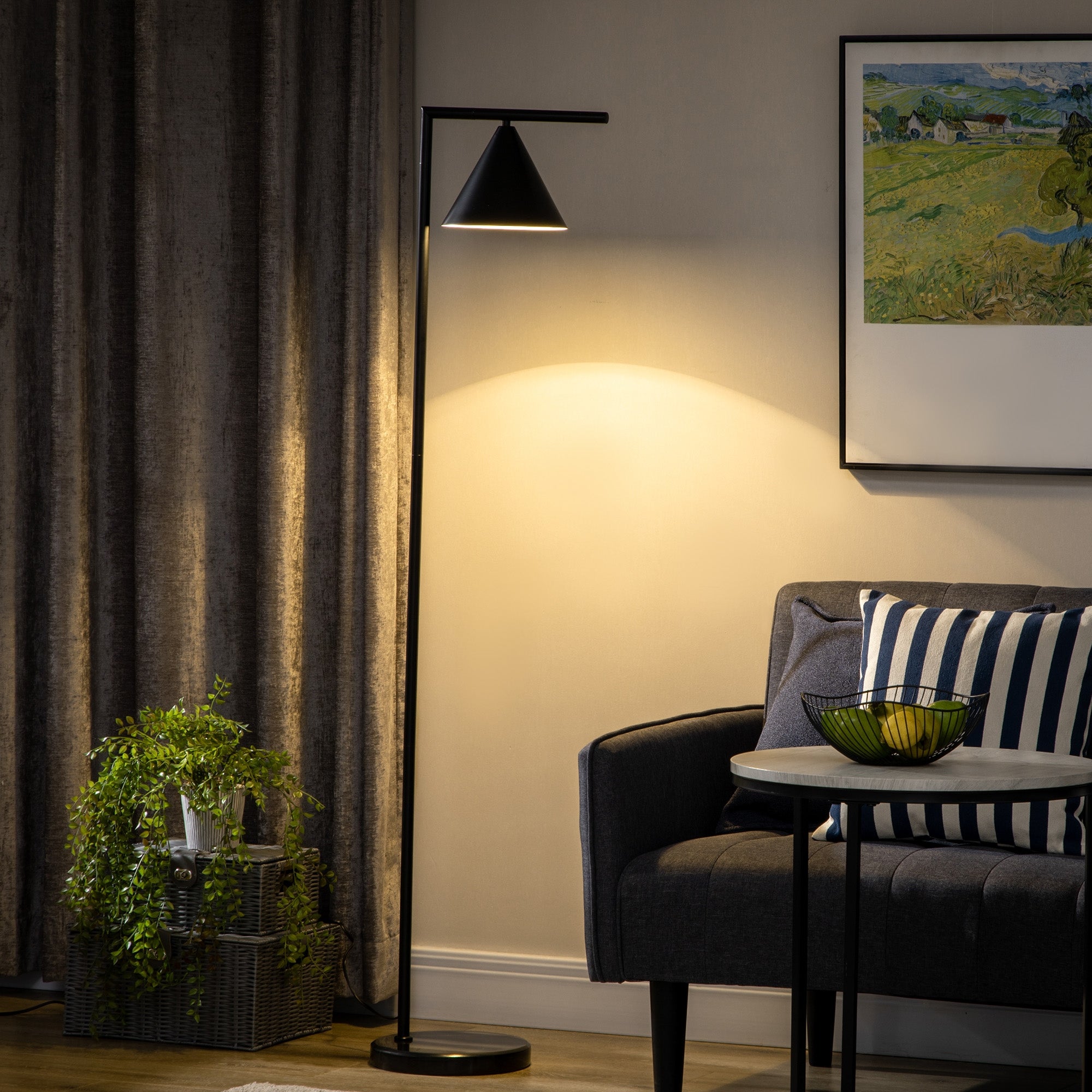 HOMCOM Modern Floor Lamps for Living Room， Standing Lamp for Bedroom with Adjustable Head (Bulb not Included) - Mycitystee