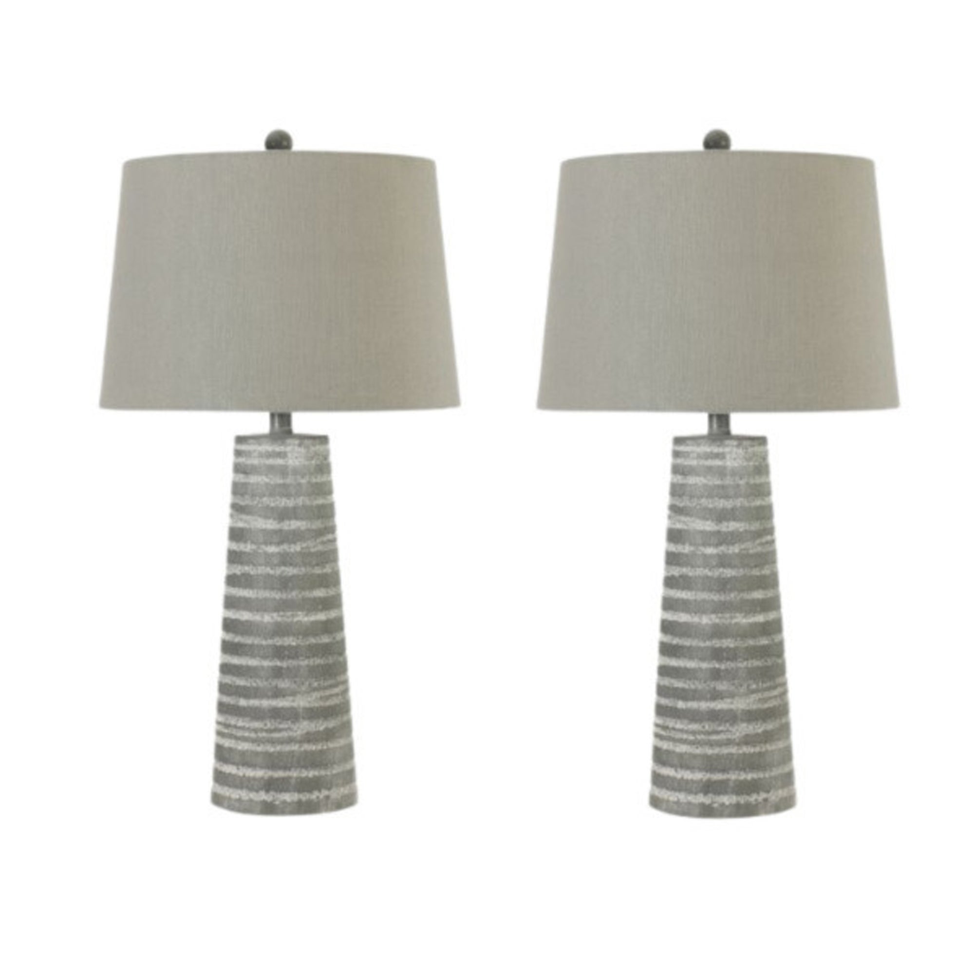 Pair of 28in Casual Grey Resin Table Lamp with Decorator Shade - Mycitystee