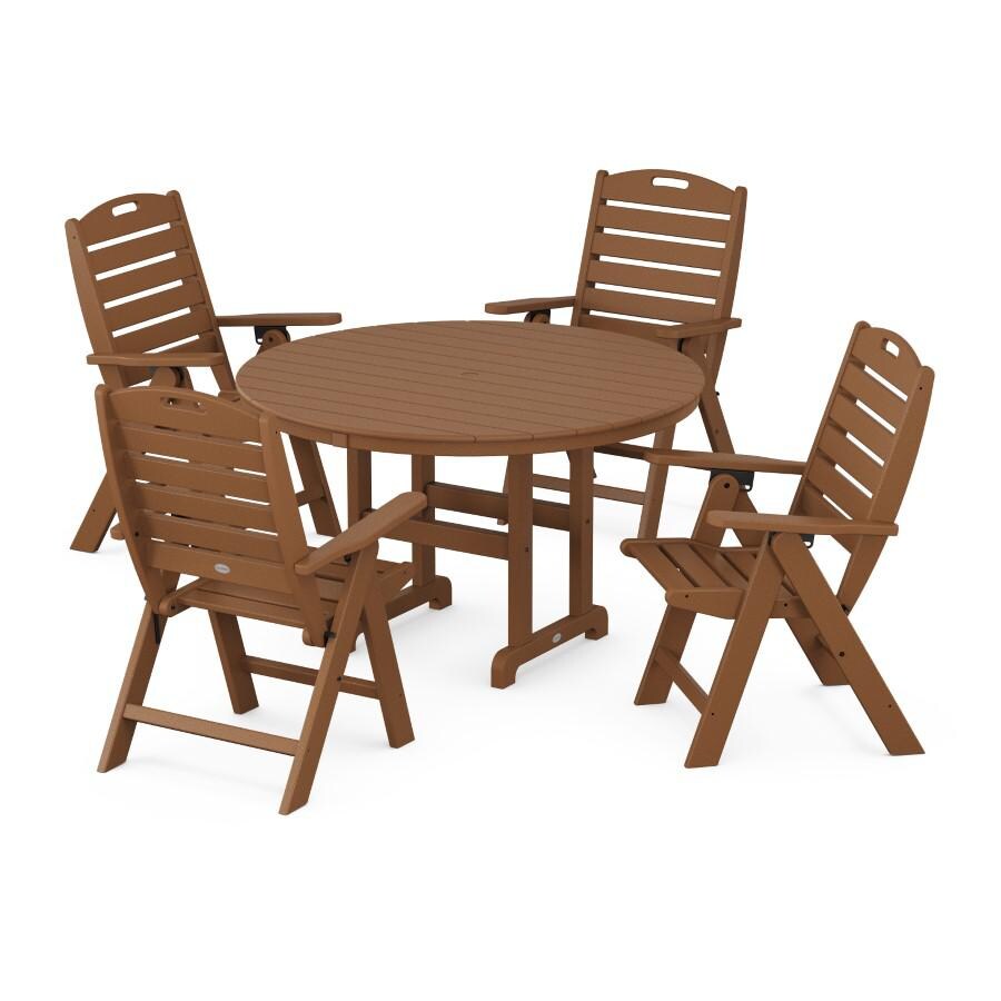 POLYWOOD Nautical 5-Piece Dining Set in Teak - Mycitystee