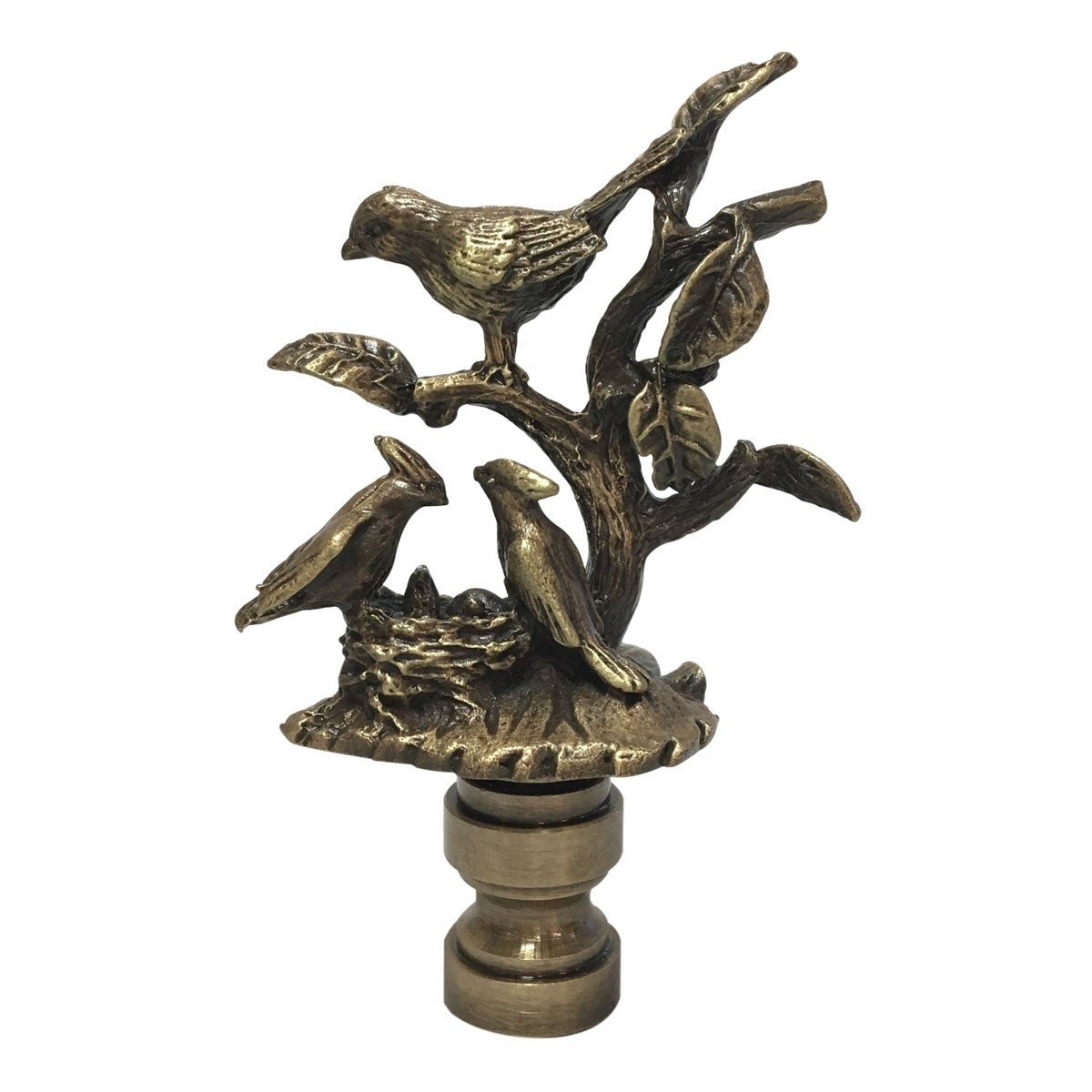 Royal Designs Nesting Birds Design Lamp Finial with Antiqued Brass Finish - Mycitystee