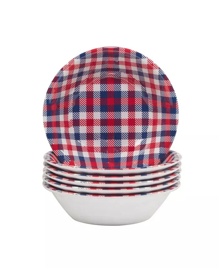 Certified International Patriotic Plaid Melamine All Purpose Bowl， Set of 6 - Mycitystee