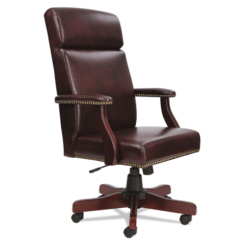 Alera Traditional Series High-Back Chair， Supports up to 275 lbs， Oxblood Burgundy Seat/Oxblood Burgundy Back， Mahogany Base (TD4136) - Mycitystee