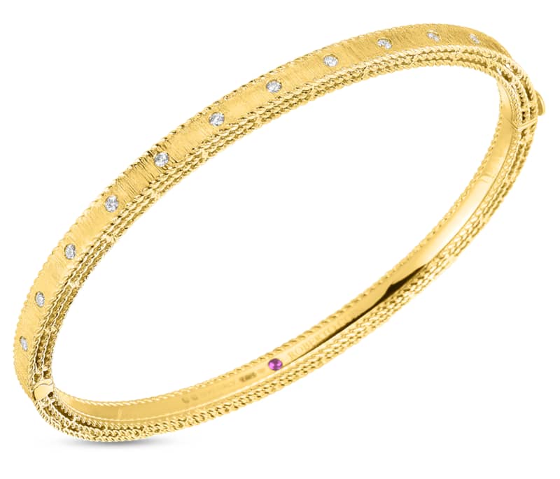Roberto Coin 18KT Yellow Gold Princess Bangle With Diamonds - Mycitystee