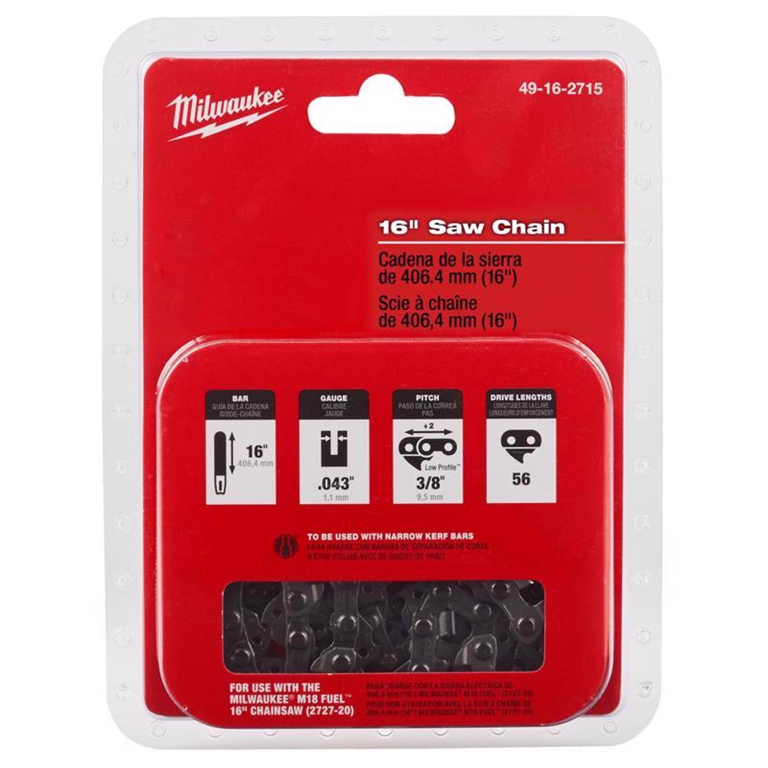 Milwaukee 16 in. 56 links Chainsaw Chain - Mycitystee