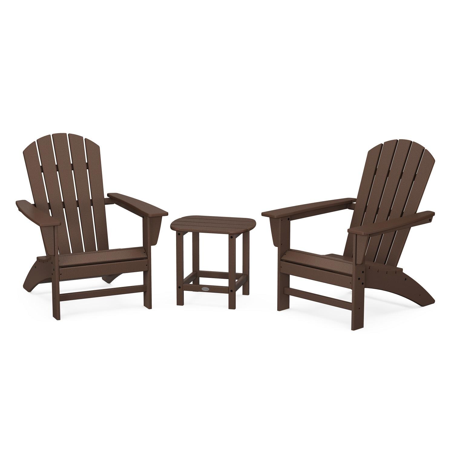 POLYWOOD Nautical 3-Piece Adirondack Set w/ South Beach 18-Inch Side Table - Mycitystee