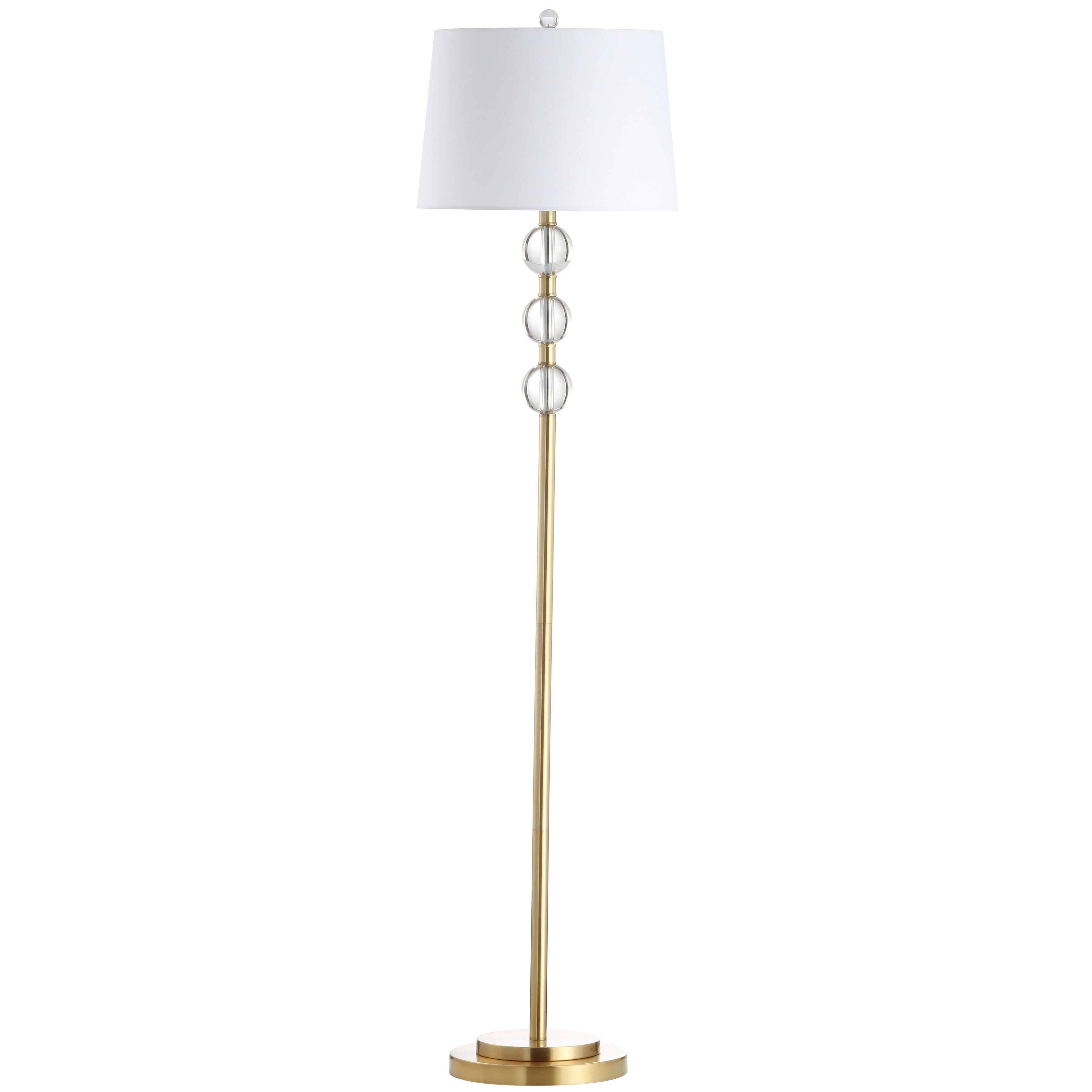 1LT Crystal Floor Lamp， AGB w/ White Shade - Mycitystee