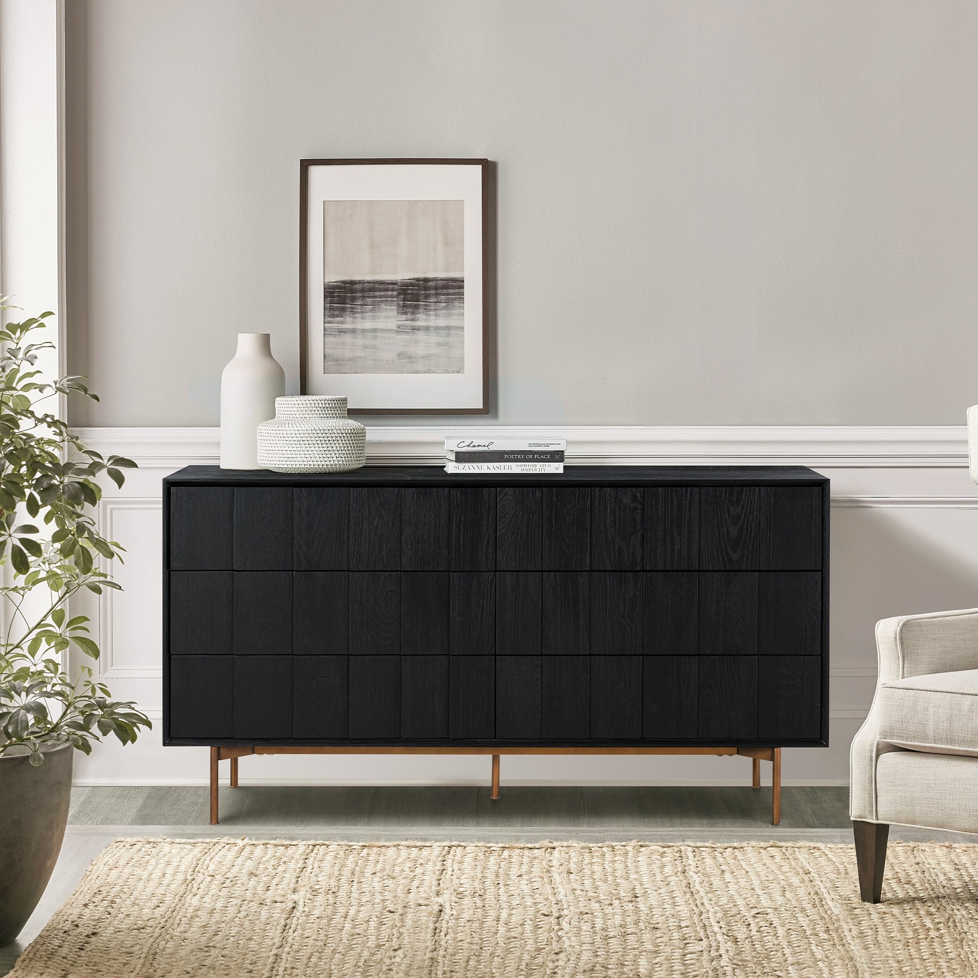 Carnaby Black Solid Wood 6 Drawer Dresser - - 36794070 - Mycitystee