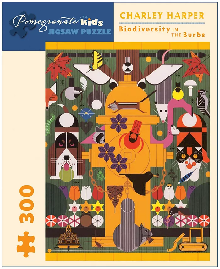 Pomegranate Communications， Inc. Charley Harper - Biodiversity in the Burbs Jigsaw Puzzle- 300 Pieces - Mycitystee
