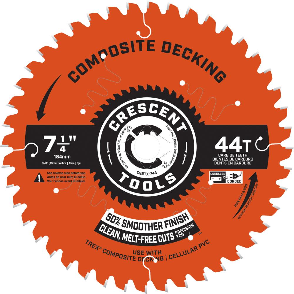 Crescent Circular Saw Blade Composite Decking 7 1/4 x 44T - Mycitystee