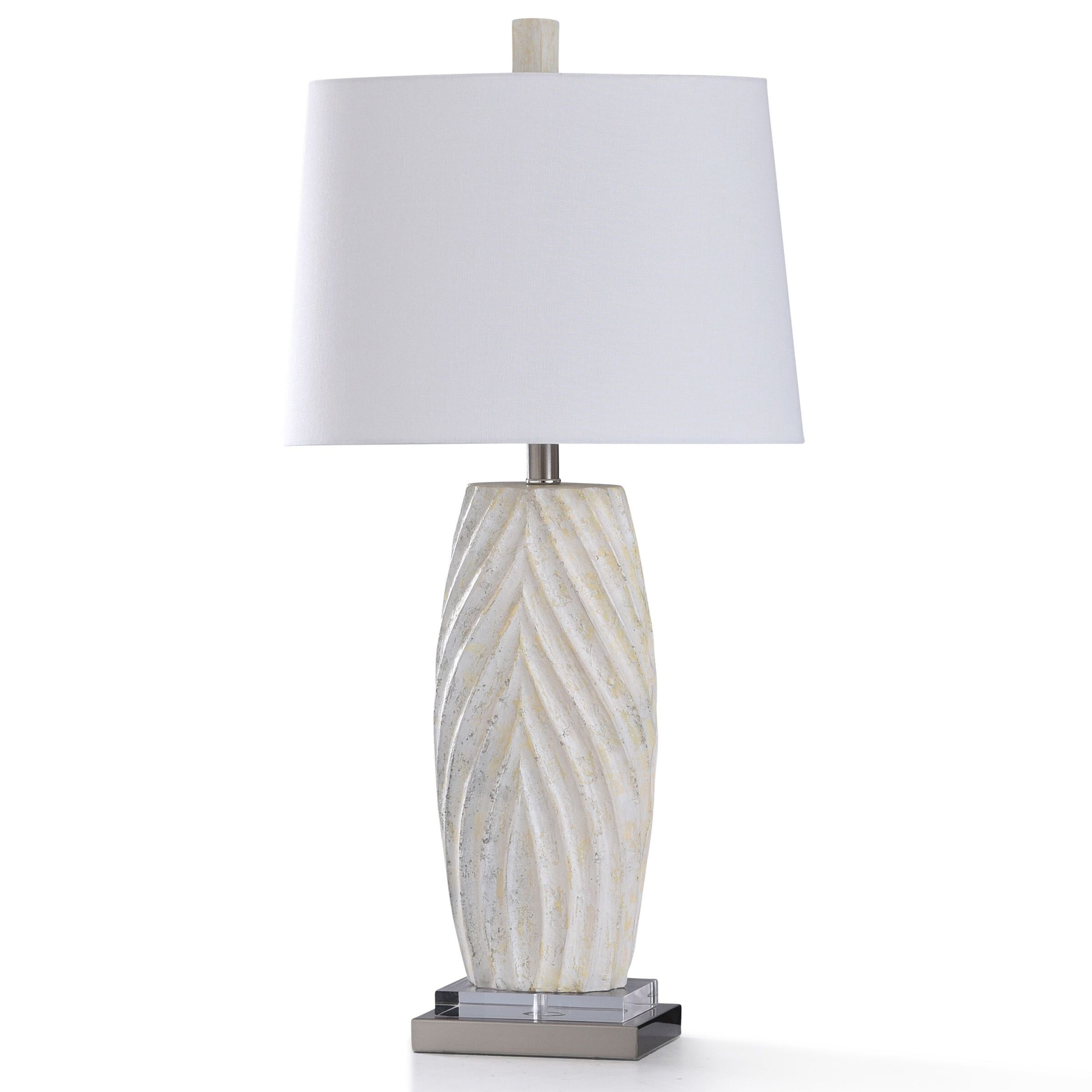 StyleCraft Brie Brushed Steel Metal and Clear Crystal and White Sand Painted Resin Table Lamp - Mycitystee