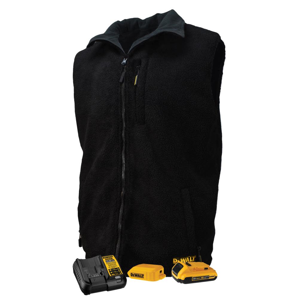 DEWALT 20V Fleece Vest Mens Heated Kit Reversible Small Black DCHV086BD1-S from DEWALT - Mycitystee