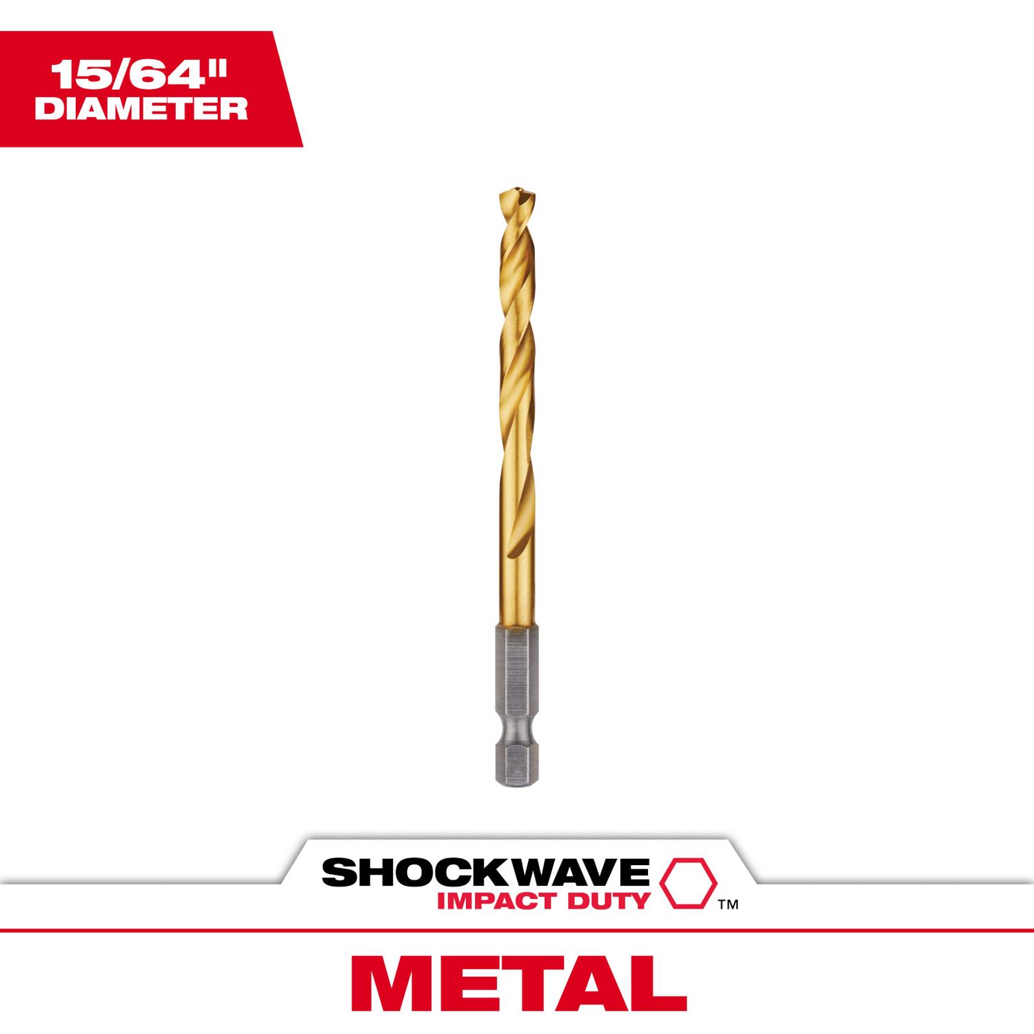 Milwaukee Shockwave 15/64 in. X 4-1/8 in. L Titanium Red Helix Drill Bit 1 pc - Mycitystee