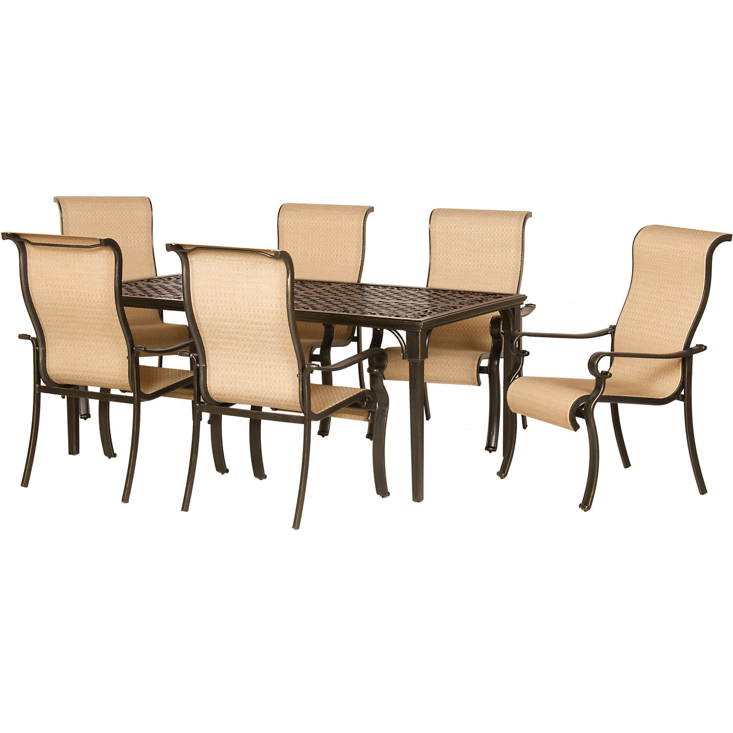 Hanover Brigantine 7 pc Espresso Bean Aluminum Cast-Top Dining Set - Mycitystee