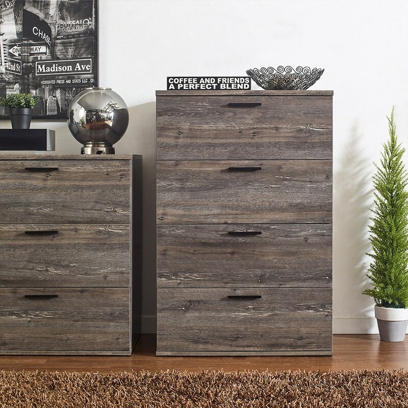 Farmhouse 4-Drawer Jumbo Chest in Rustic Grey - - 36884381 - Mycitystee