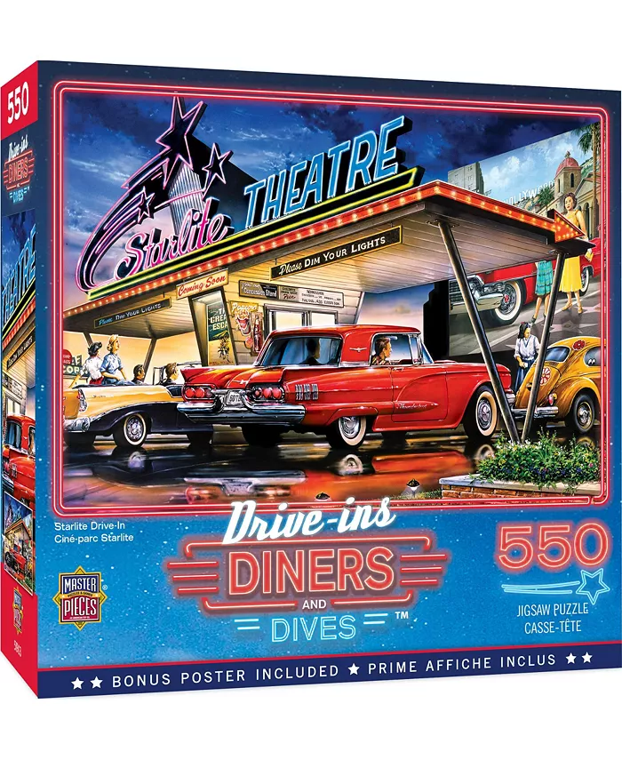 MasterPieces Puzzles Drive-Ins， Diners Dives - Starlite Drive-In 550 Piece Puzzle - Mycitystee