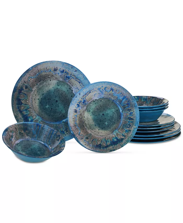 Certified International Radiance Teal Melamine 12-Pc. Dinnerware Set - Mycitystee