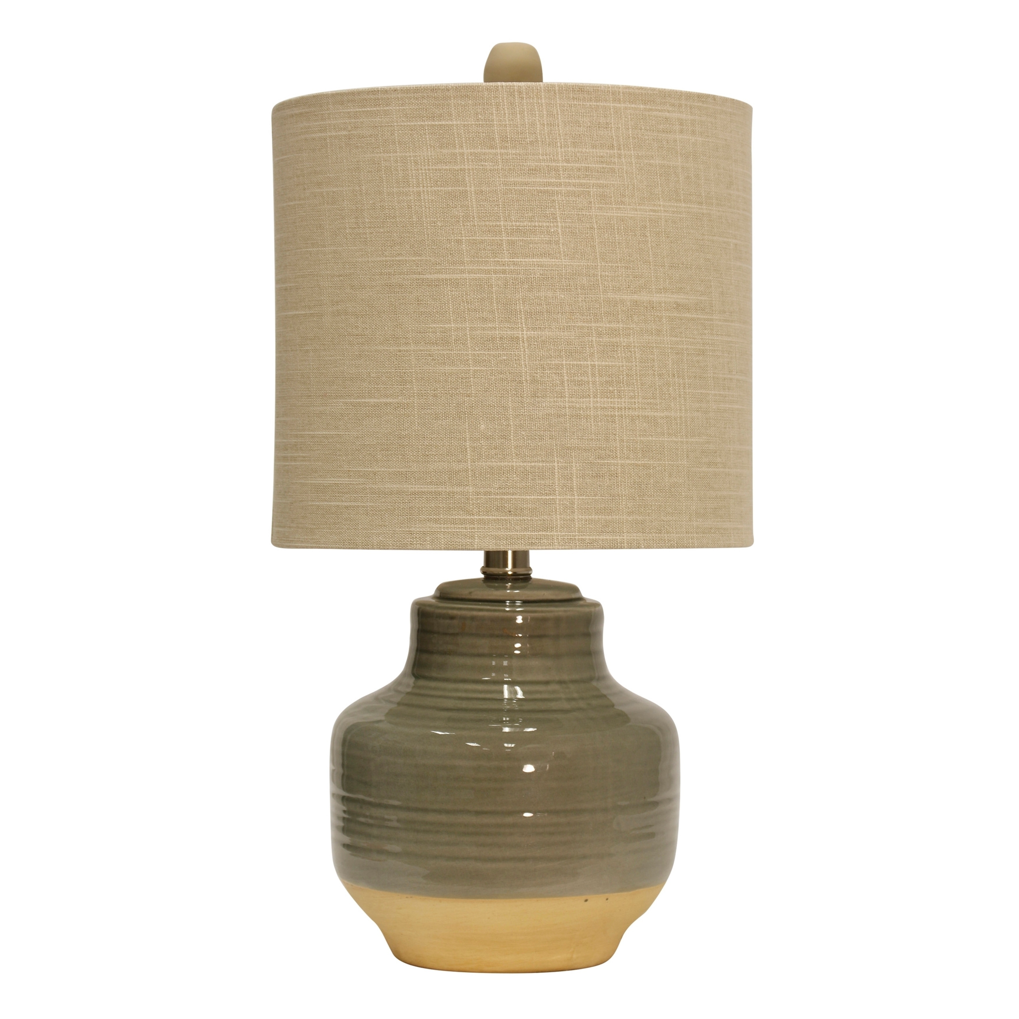 StyleCraft Prova Grey Ceramic Table Lamp - Beige Hardback Fabric Shade - Mycitystee