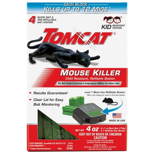Tomcat 0371110 Mouse Killer Refillable Station， Solid， 4 oz Bag - Mycitystee
