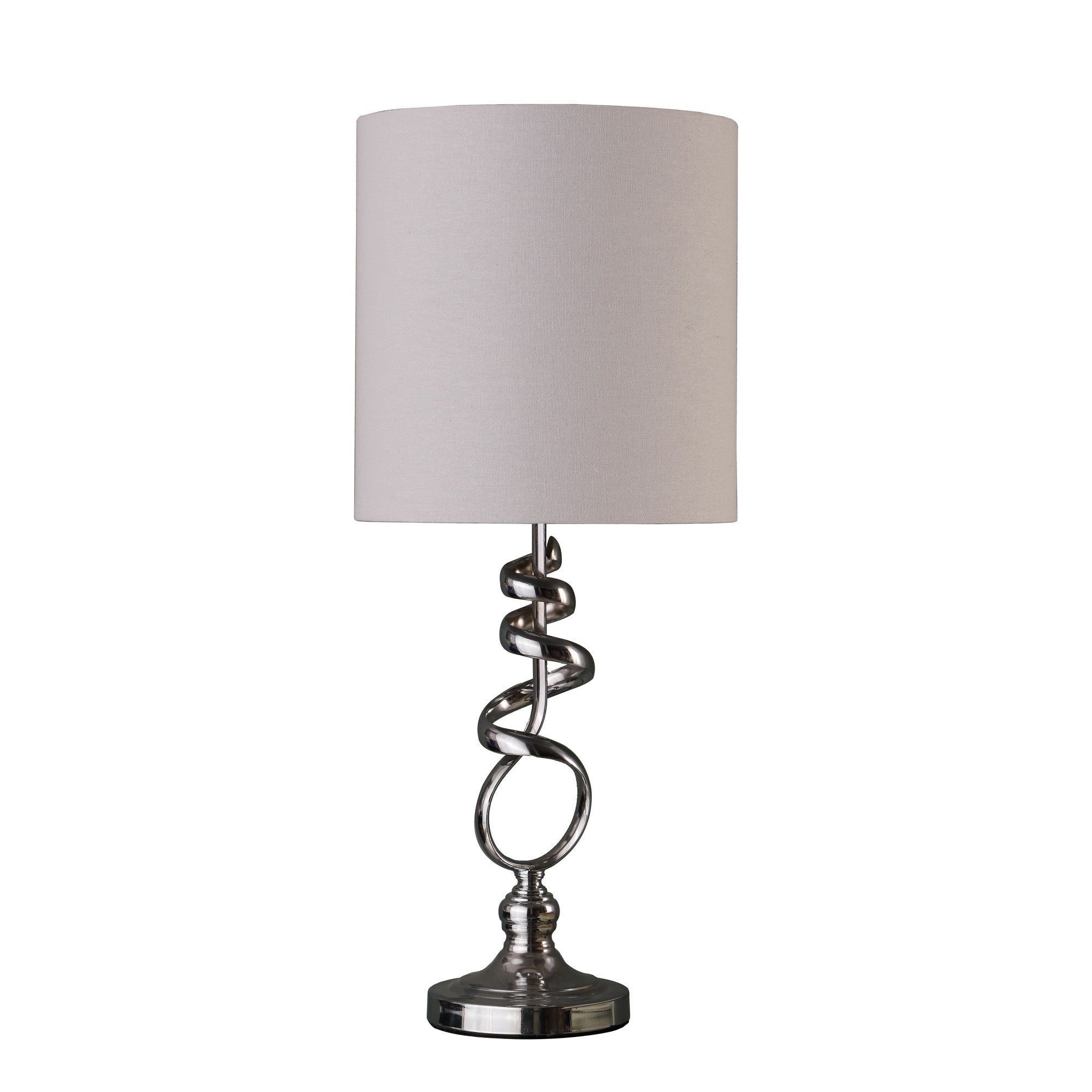 Table Lamp with Curved Abstract Metal Base， Silver - Mycitystee