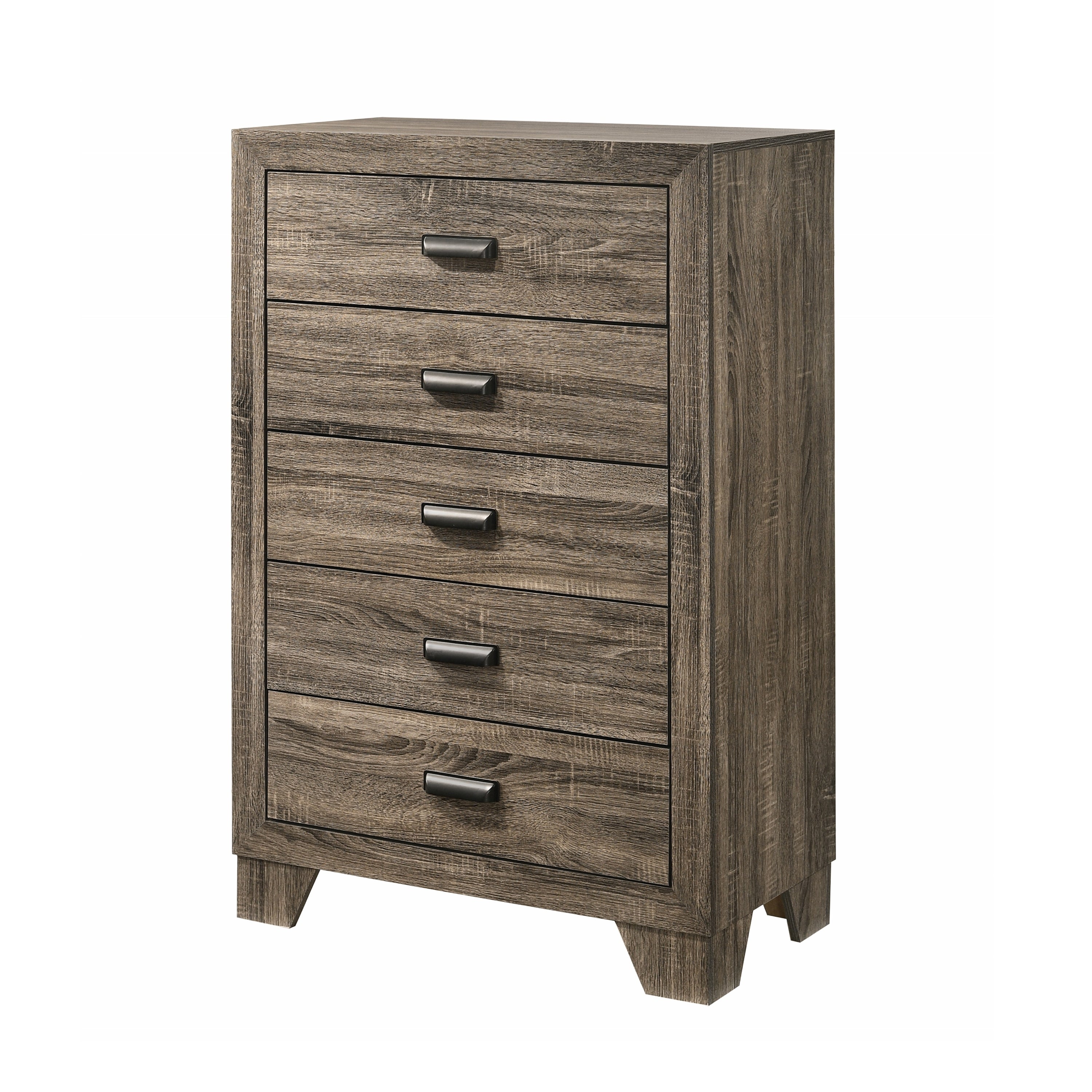 48 Inch 5 Drawer Tall Dresser Chest， Solid Wood， Brown - - 34166428 - Mycitystee