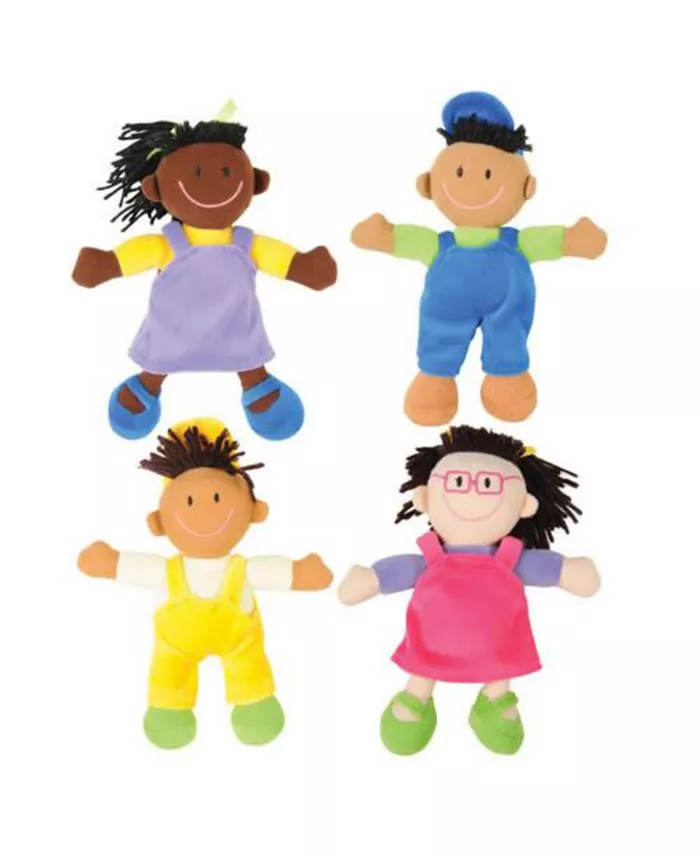 Kaplan Early Learning Diverse Soft Dolls with Yarn Hair - Set of 4 - Mycitystee