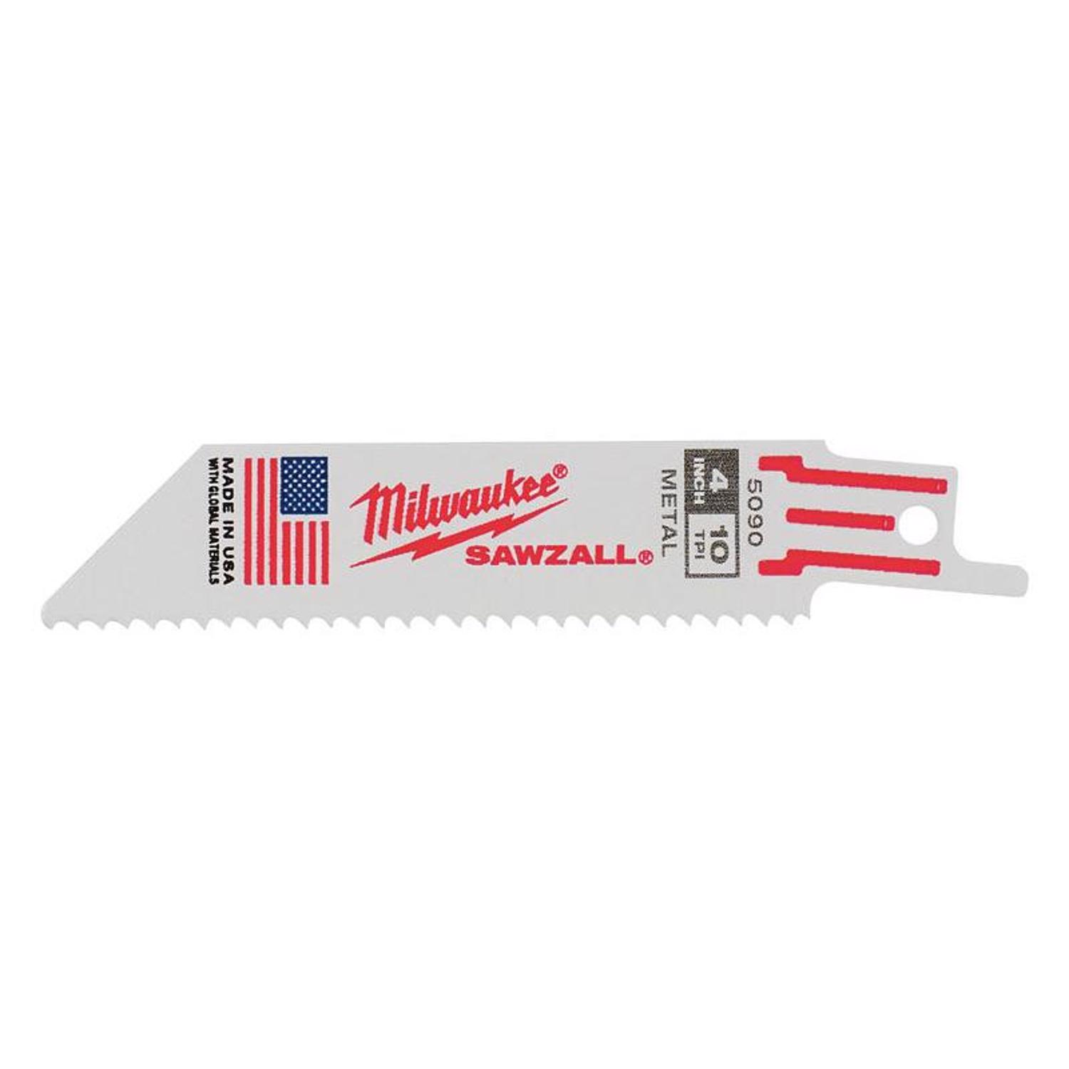 Milwaukee SAWZALL 4 in. Bi-Metal Double Duty Upgrade Reciprocating Saw Blade 10 TPI 5 pk - Mycitystee