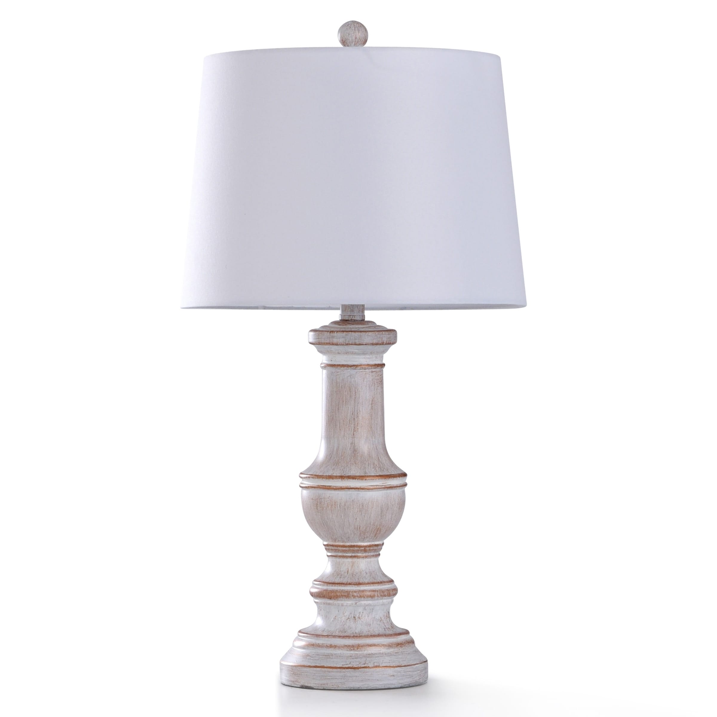 StyleCraft Malta 27inch White Washed Table Lamp with White Shade - Mycitystee
