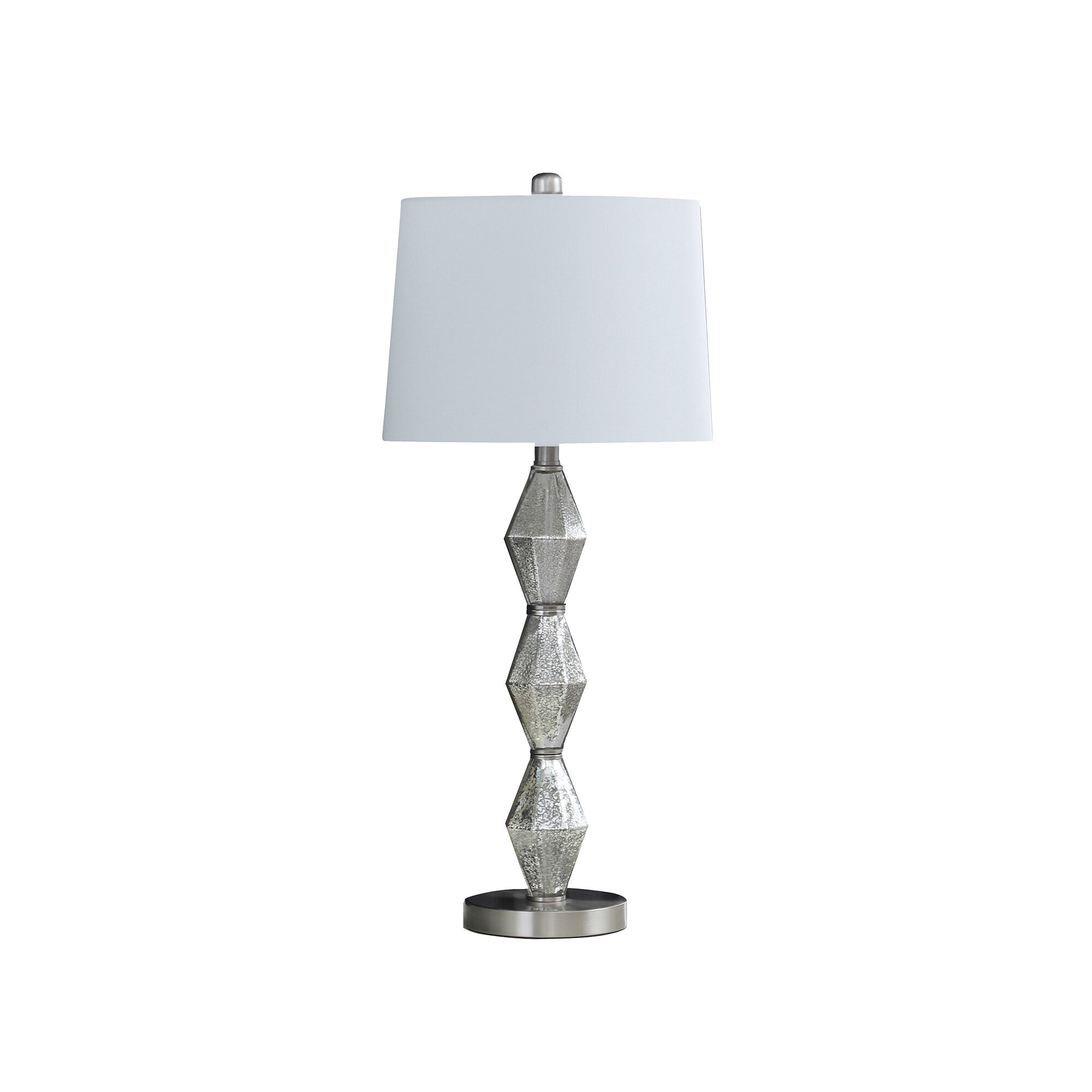 Ruth 30 Inch Accent Table Lamp， Glass Diamond Pedestal Base， White， Gold - Mycitystee