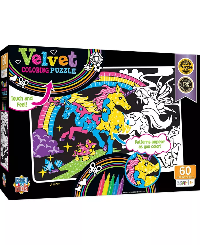 MasterPieces Puzzles Velvet Coloring - Unicorn 60 Piece Kids Jigsaw Puzzle - Mycitystee