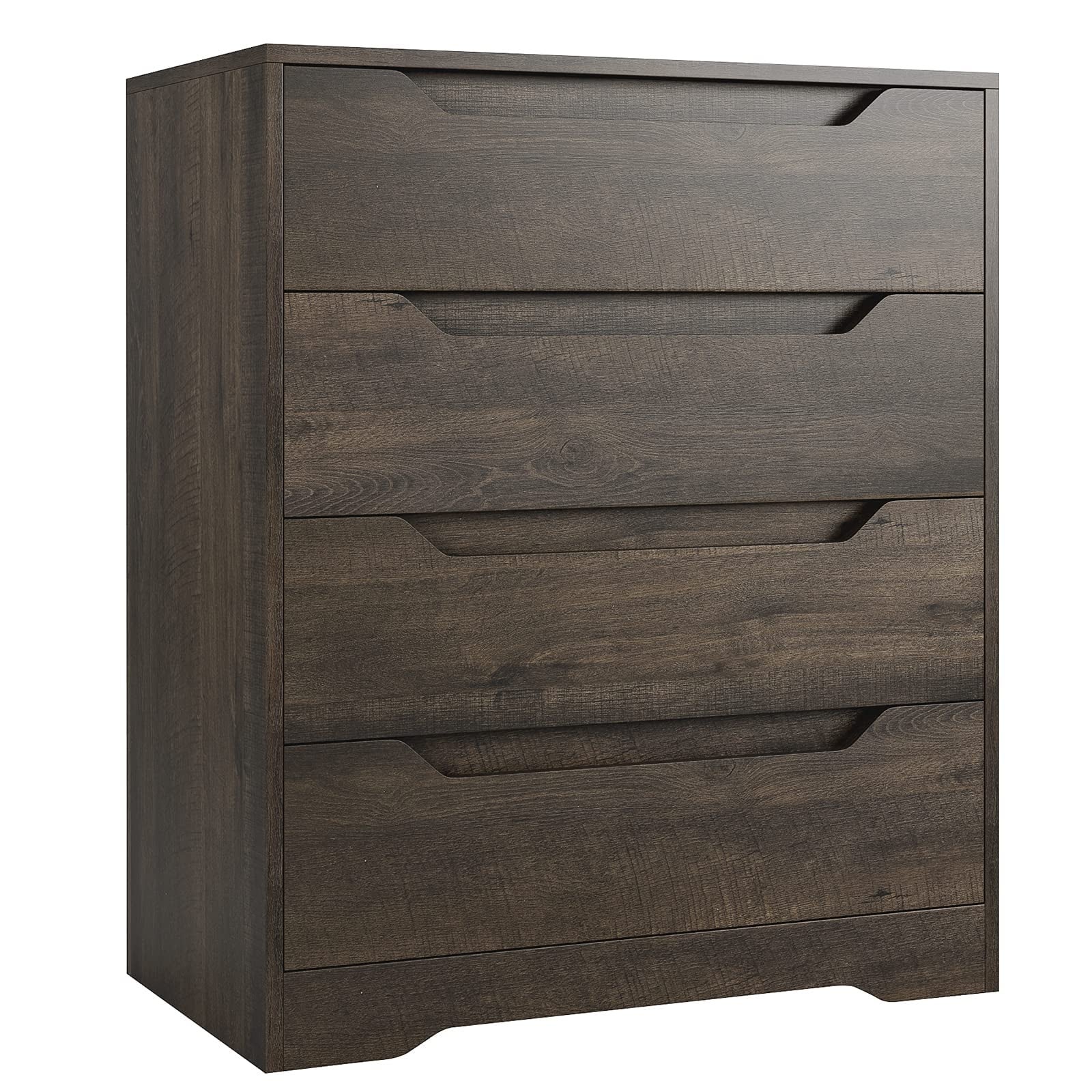 Modern 4 Drawer Dresser， Wood Chest of Drawers with Storage， Clothing Organizer with Cut-Out Handle， Storage Cabinet， - - 37668588 - Mycitystee