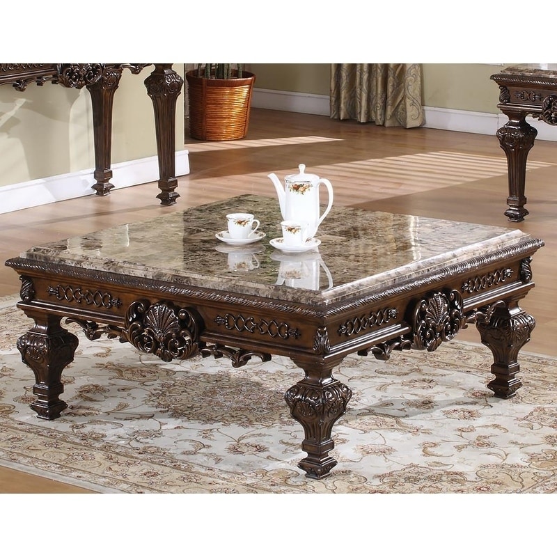 Best Master Furniture Cherry Finish/ Marble Coffee Table - Mycitystee