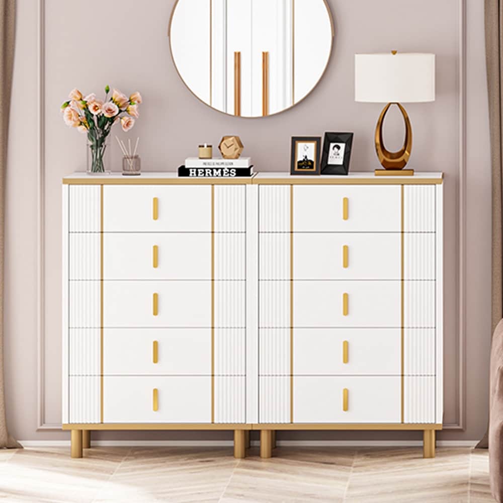5 Drawers Wood Dresser Storage Tower Organizer Unit for Bedroom - - 37039498 - Mycitystee