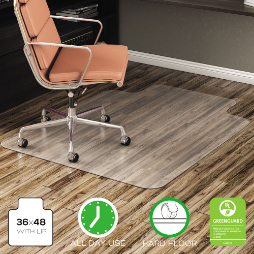 Deflecto EconoMat All Day Use Chair Mat for Hard Floors， 36 x 48， Lipped， Clear (CM21112) - Mycitystee