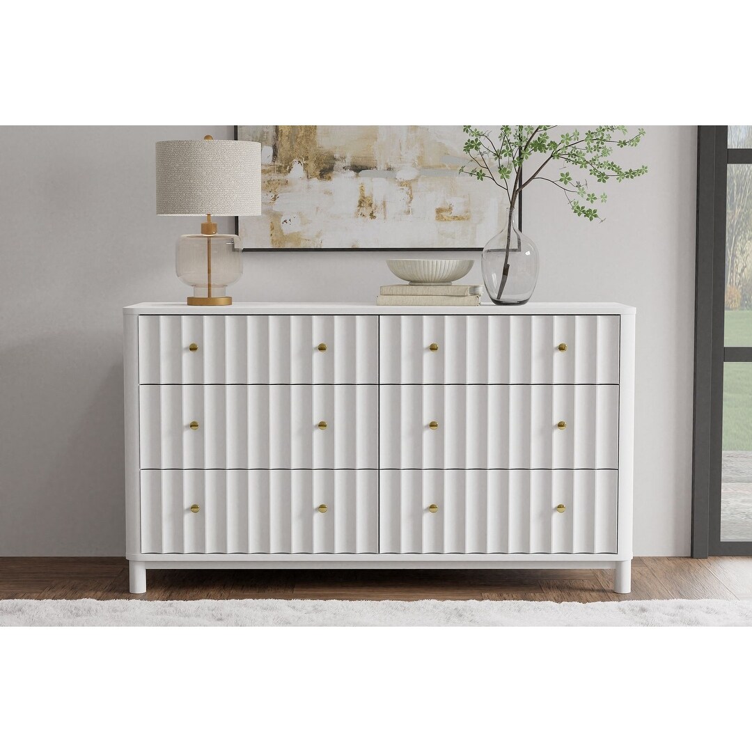 Alpine Furniture Stapleton 6 Drawer Dresser， White - - 36964743 - Mycitystee