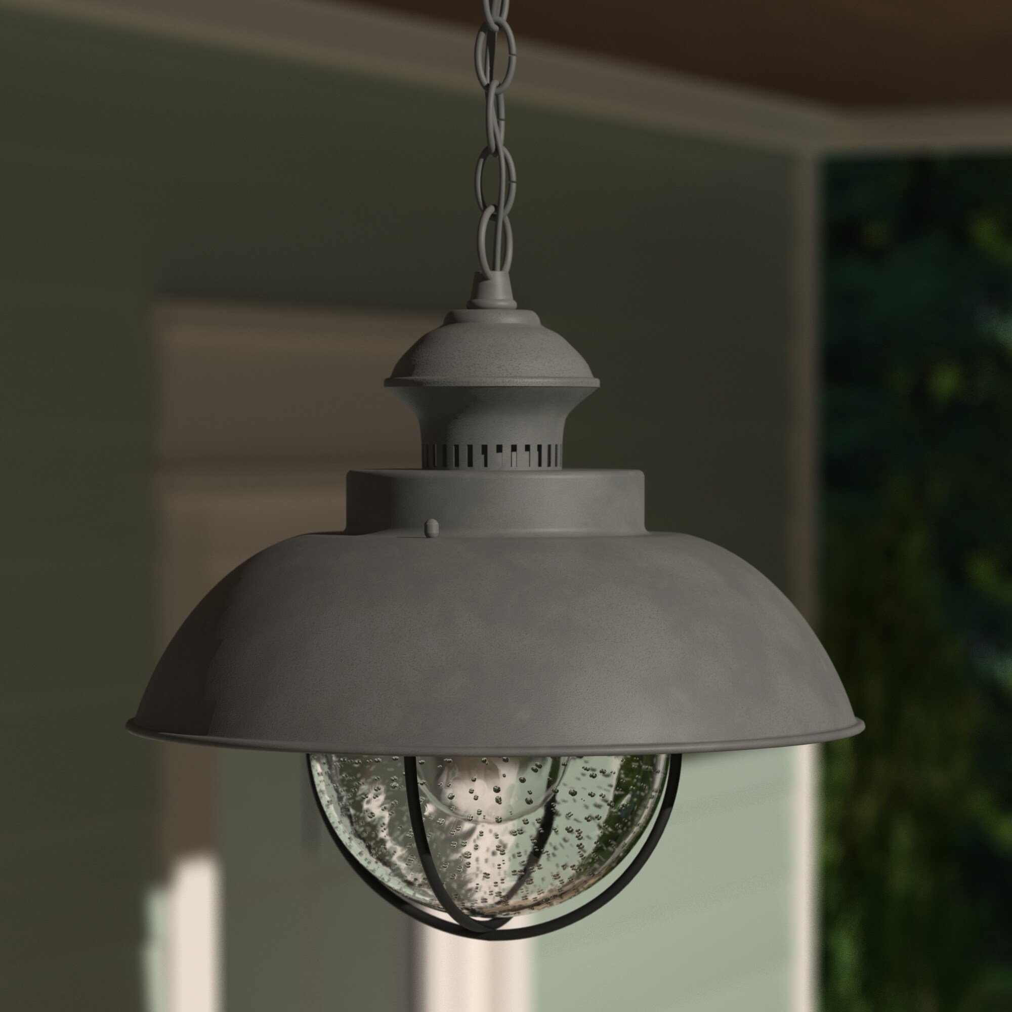 Harwich 1 Light Gray Coastal Outdoor Barn Dome Pendant Clear Glass - 10-in W x 10.75-in H x 10-in D - Mycitystee
