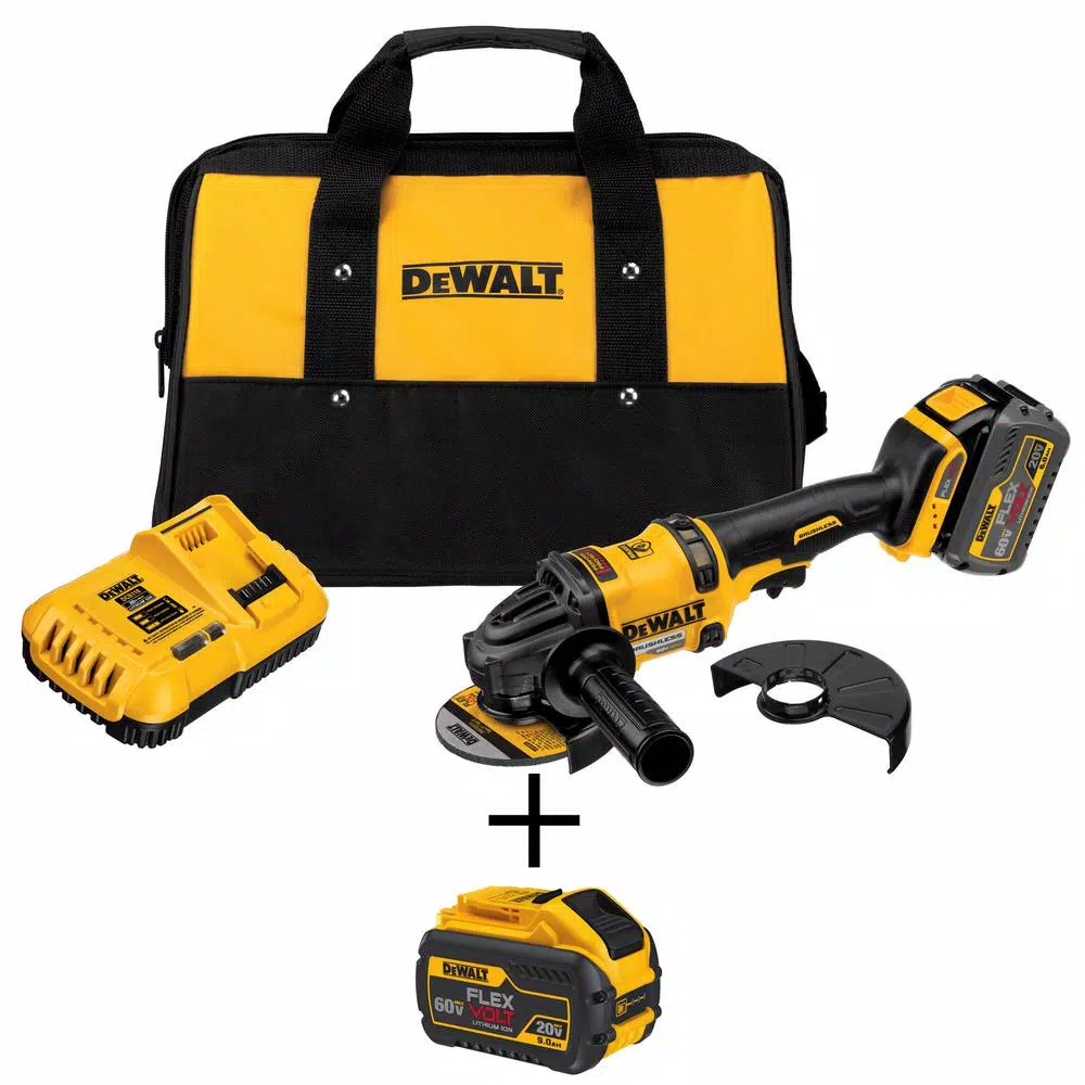DEWALT FLEXVOLT 60-Volt MAX Cordless Brushless 4-1/2 in. Angle Grinder， (1) FLEXVOLT 9.0Ah and (1) FLEXVOLT 6.0Ah Battery and#8211; XDC Depot - Mycitystee