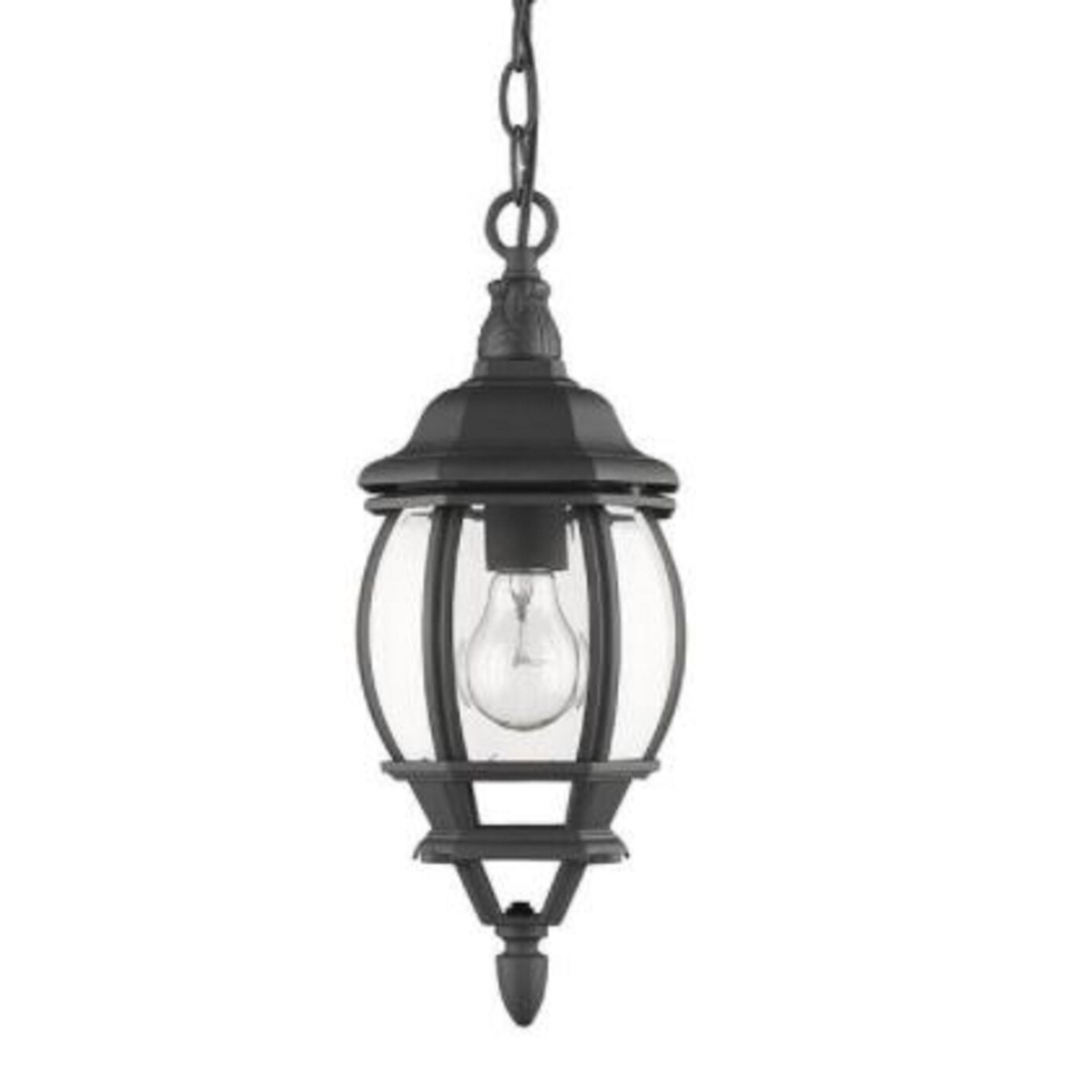 Outdoor Hanging Traditional Porch Pendant in Black with Clear Glass - Mycitystee