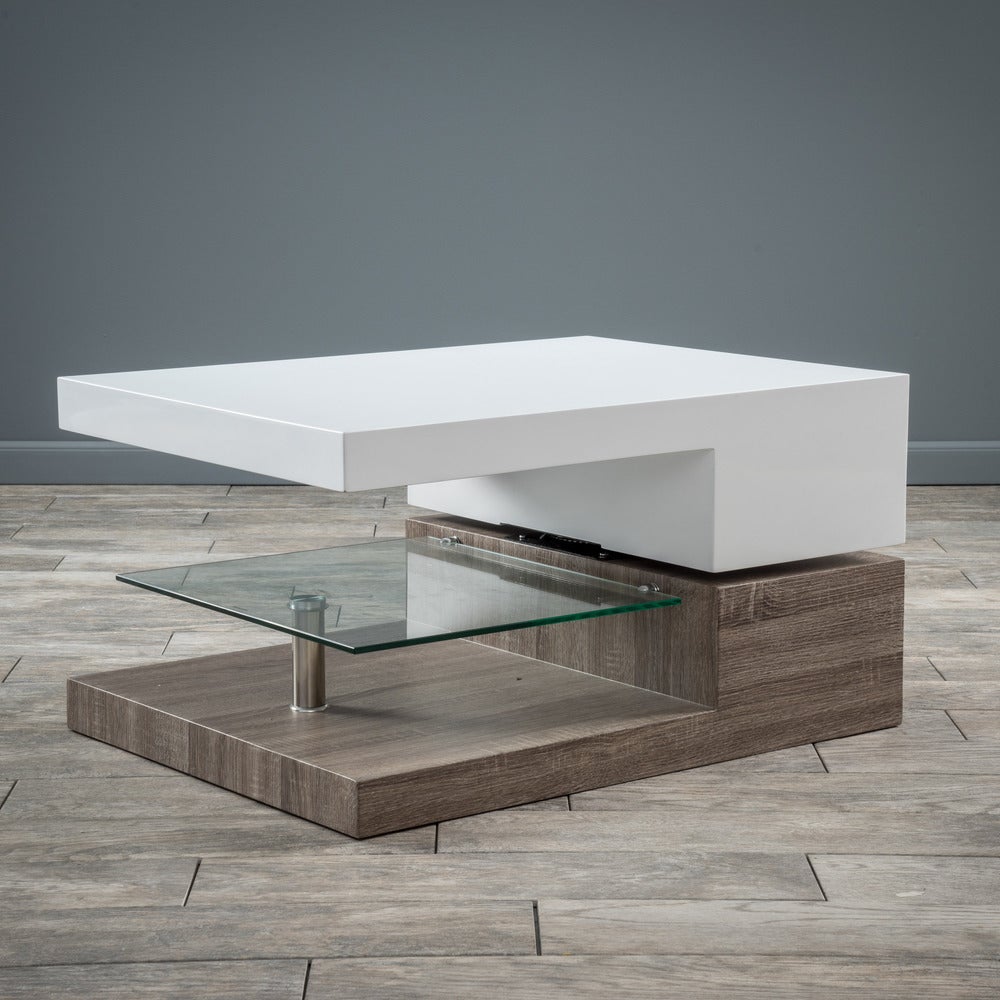 Small Rectangular Mod Coffee Table with Glass by Christopher Knight Home - Mycitystee