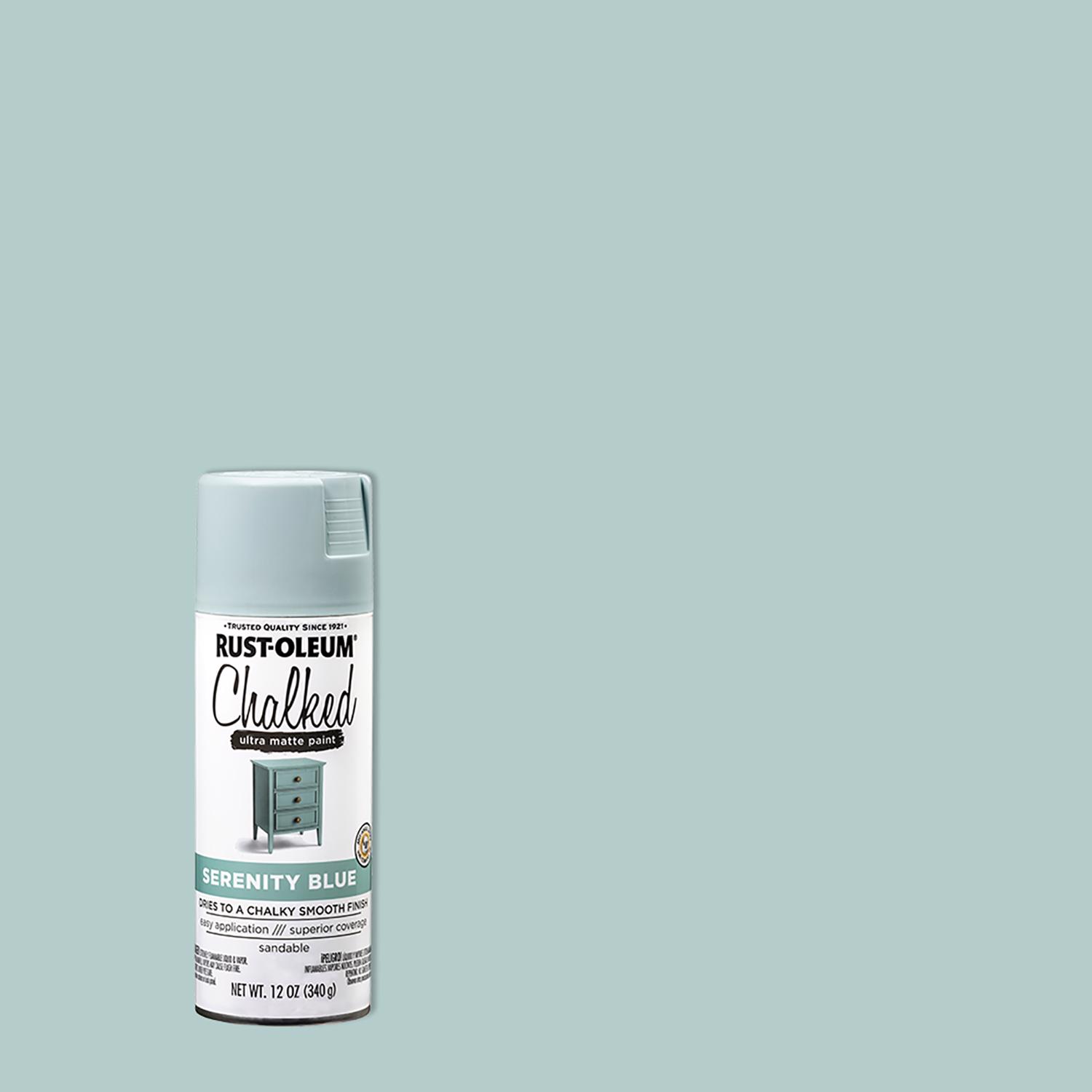 Rust-Oleum Chalked Ultra Matte Serenity Blue Oil-Based Acrylic Sprayable Chalk Paint 12 oz - Mycitystee