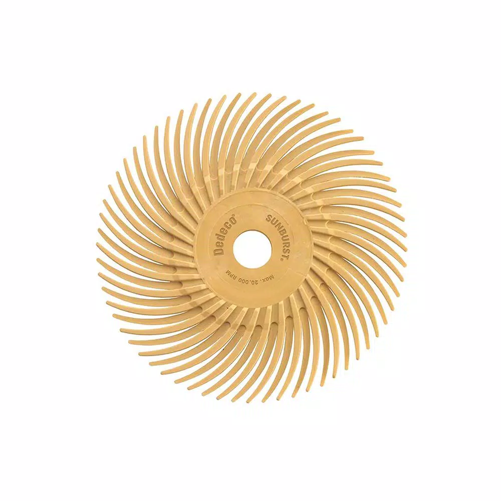 Dedeco Sunburst 3 in. x 3/8 in. 6 mic Radial Discs Extra-Fine Arbor Thermoplastic Cleaning and Polishing Tool (12-Pack) and#8211; XDC Depot - Mycitystee