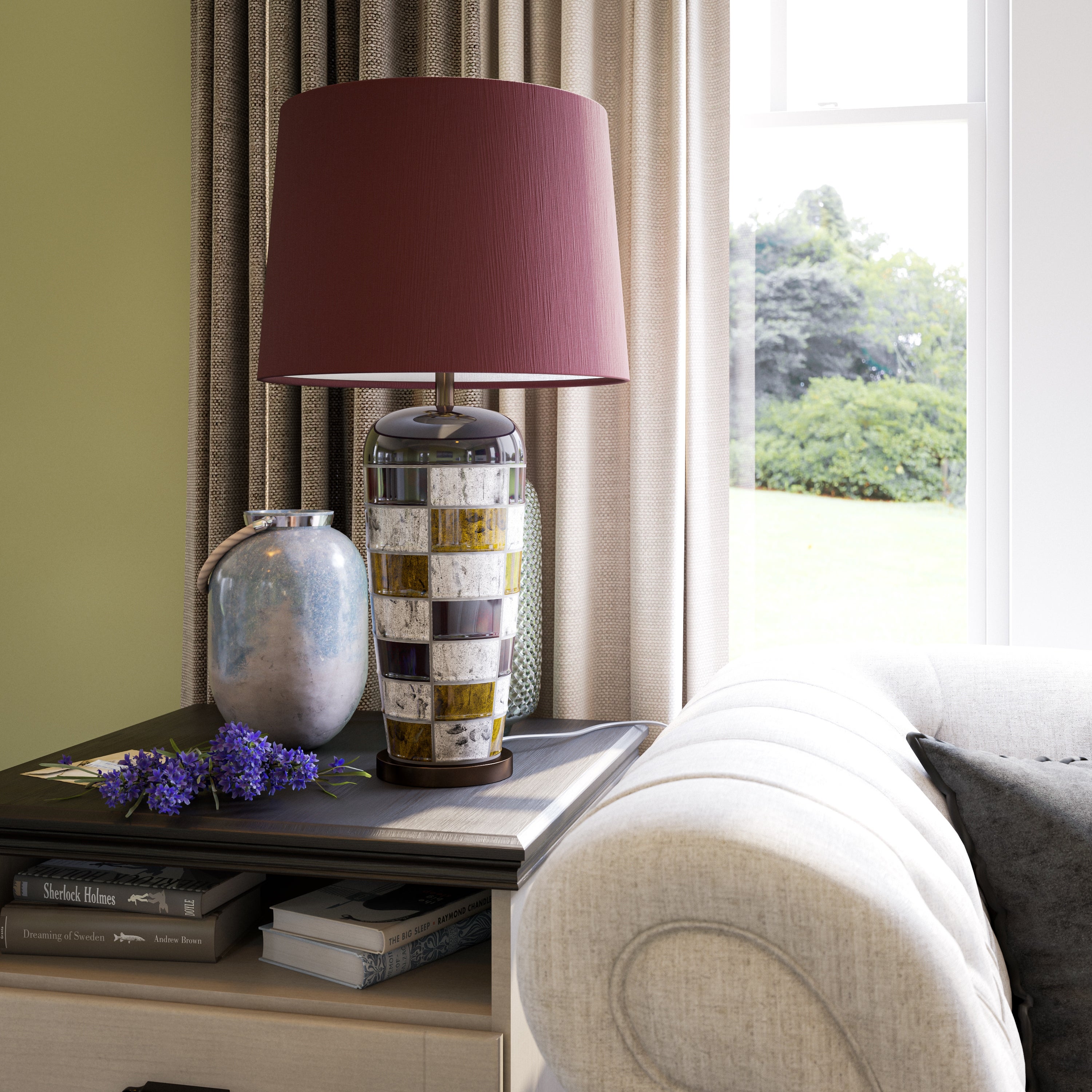 Sligo Ceramic Multicolor Squares Finish Table Lamp - Mycitystee