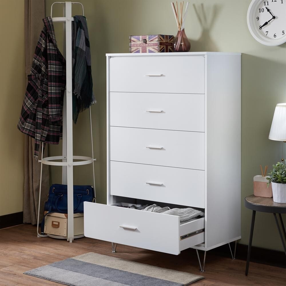 Aoolive Wooden Storage Chest wth 5 Drawers for Home Living Room Bedroom - - 35561329 - Mycitystee