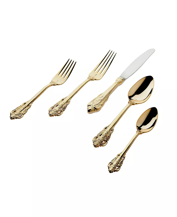 Godinger 18 10 Baroque Gold 20-PC Flatware Set， Service for 4 - Mycitystee