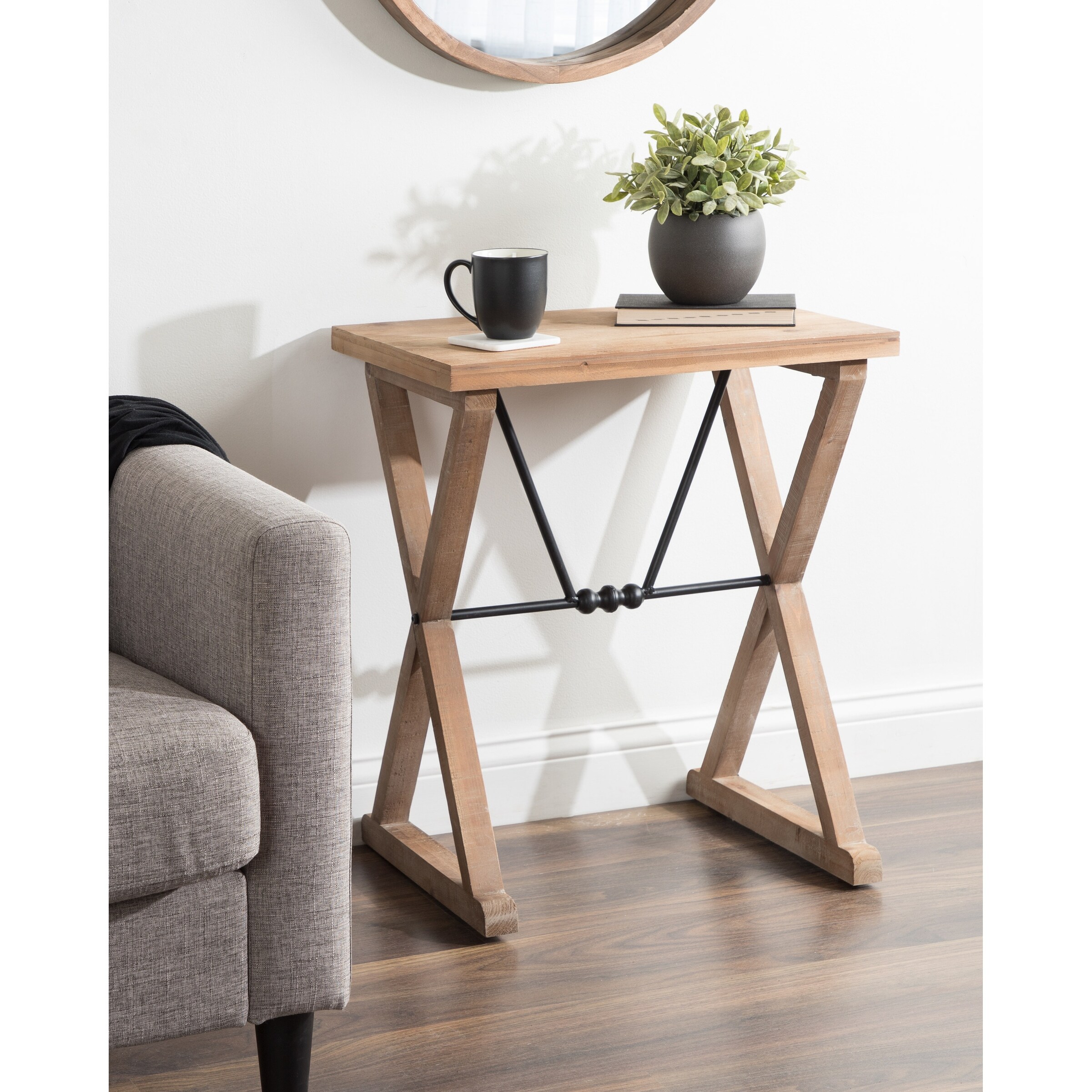 Kate and Laurel Travere Wood and Metal Side Table - 22x14x26 - Mycitystee