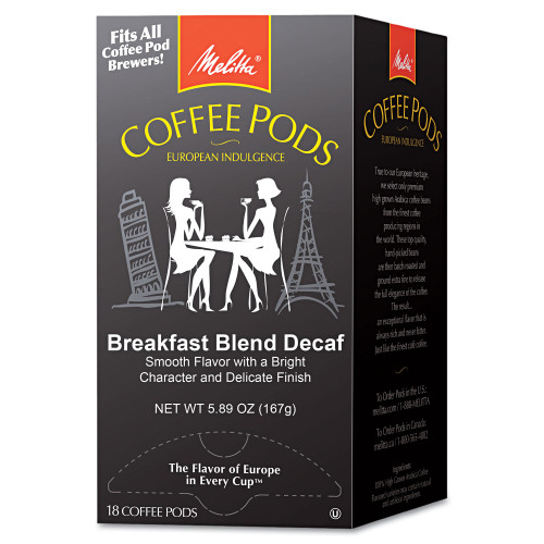 Melitta Coffee Pods， Breakfast Blend Decaf， 18 Pods/Box (75413) - Mycitystee