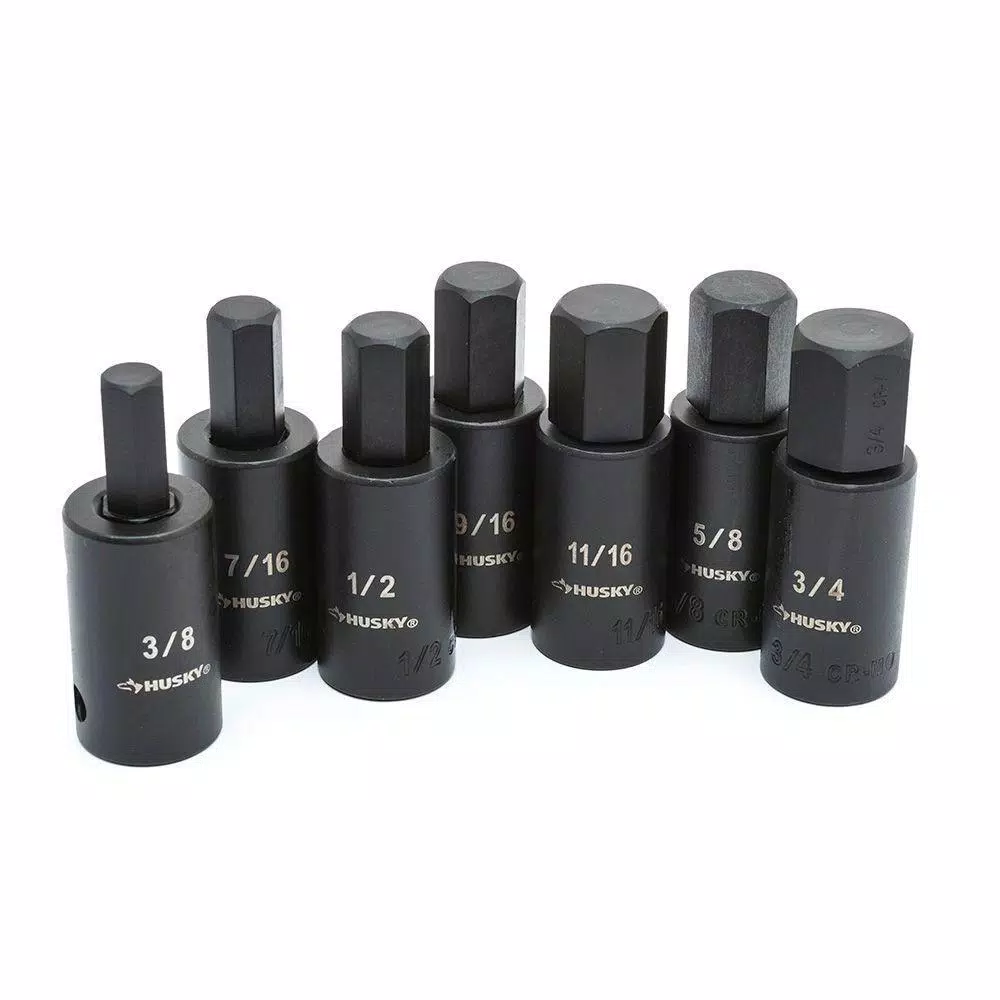 Husky 1/2 in. Drive Hex Bit Impact Socket Set SAE (7-Piece) and#8211; XDC Depot - Mycitystee