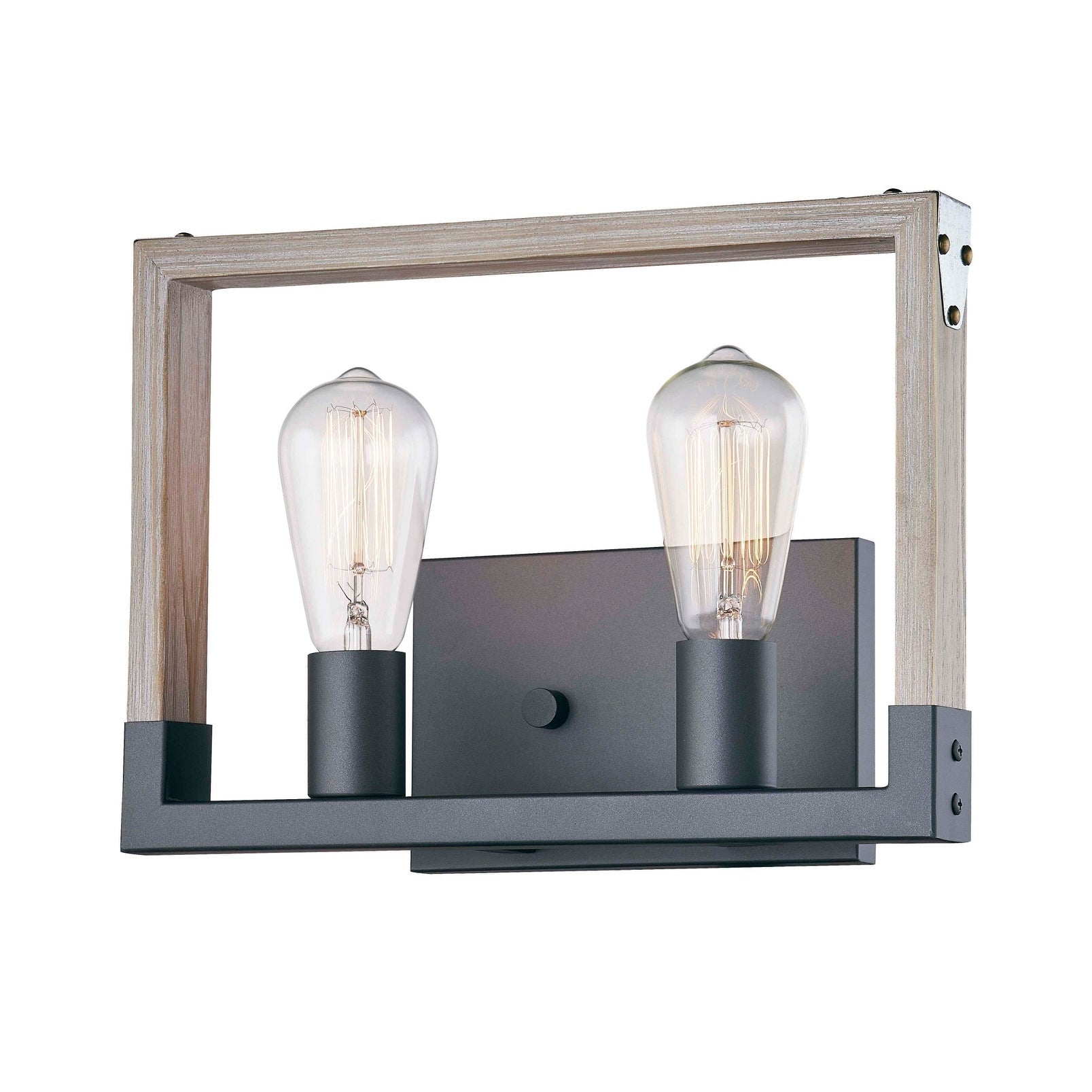 RUSTIC WOOD IN OAK COLOR 2-LIGHT WALL LIGHT/ NO BULB 13 3/4