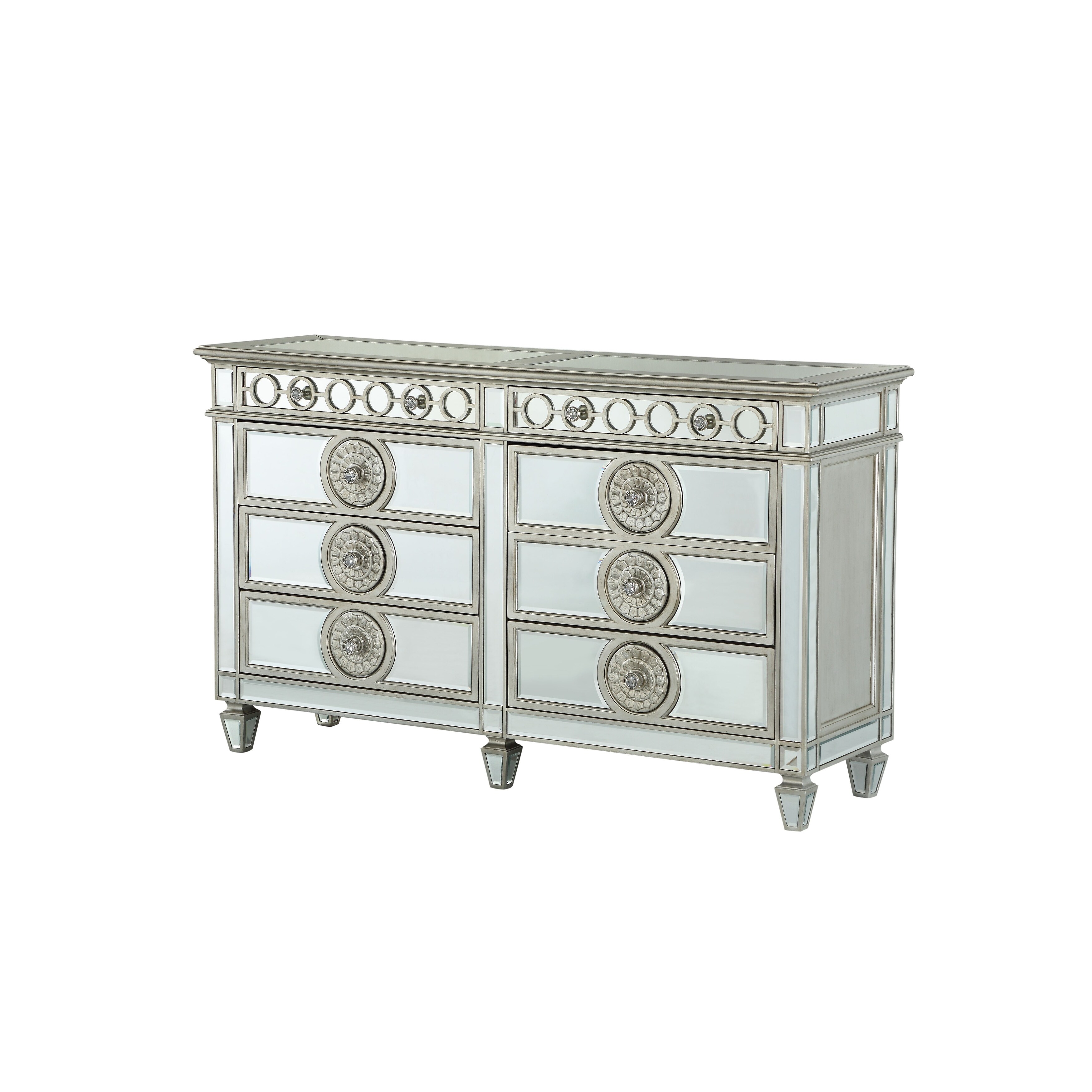 Global Pronex 4 Tier Wooden Dresser with 6 Drawers and 2 Jewlry Storage in Mirrored - - 35478824 - Mycitystee
