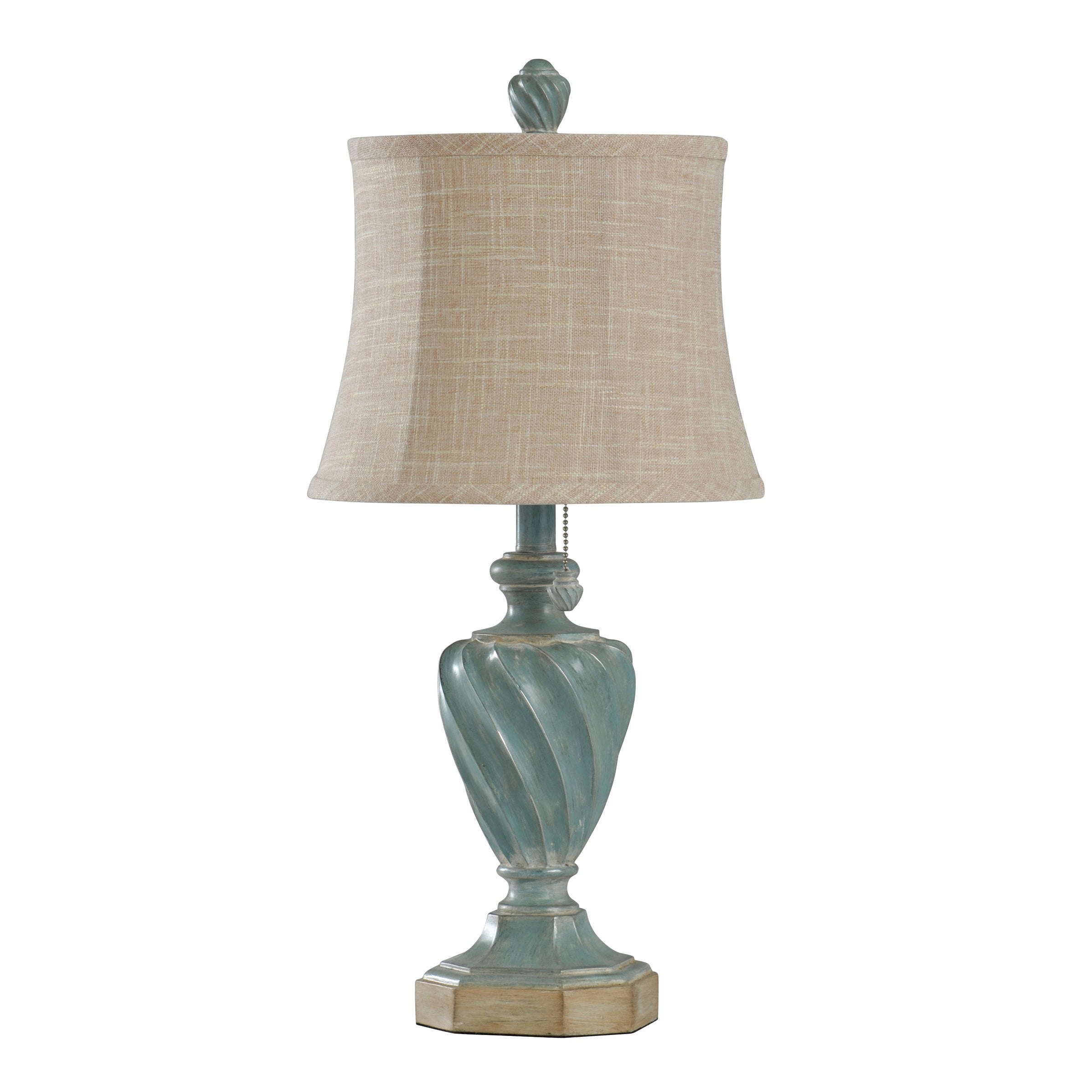 StyleCraft Cameron Distressed Ocean Blue Table Lamp - Cream Shade - Mycitystee